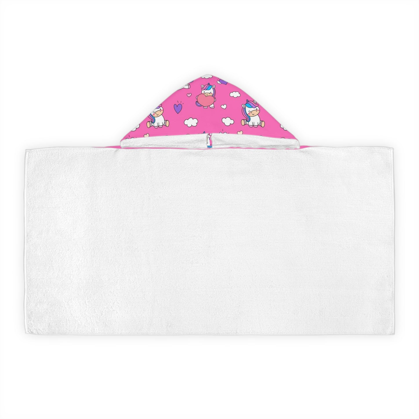 Girls Unicorn Hearts Hooded Towel – Soft & Absorbent Bath & Beach Wrap