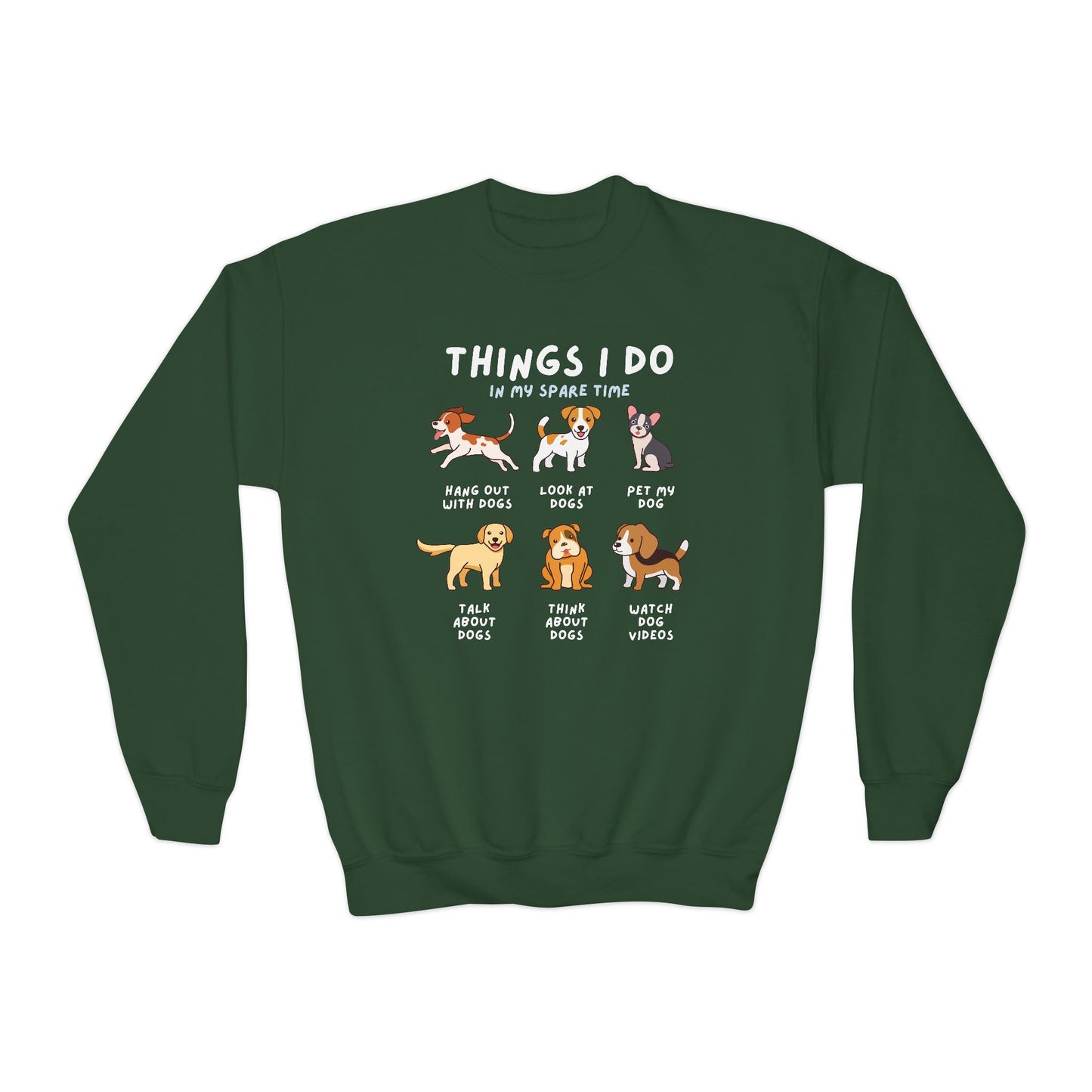 Kids Cozy 'Things I Do In My Spare Time' Dog Sweatshirt - Funny & Comfortable Gift for Boys and Girls