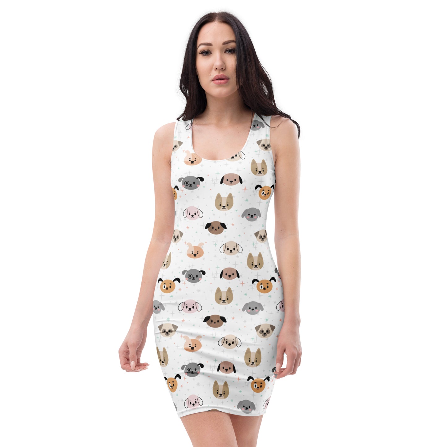 Women's Dog Face Bodycon Dress – Buttery Soft Fit With UPF 50+ Sun Protection