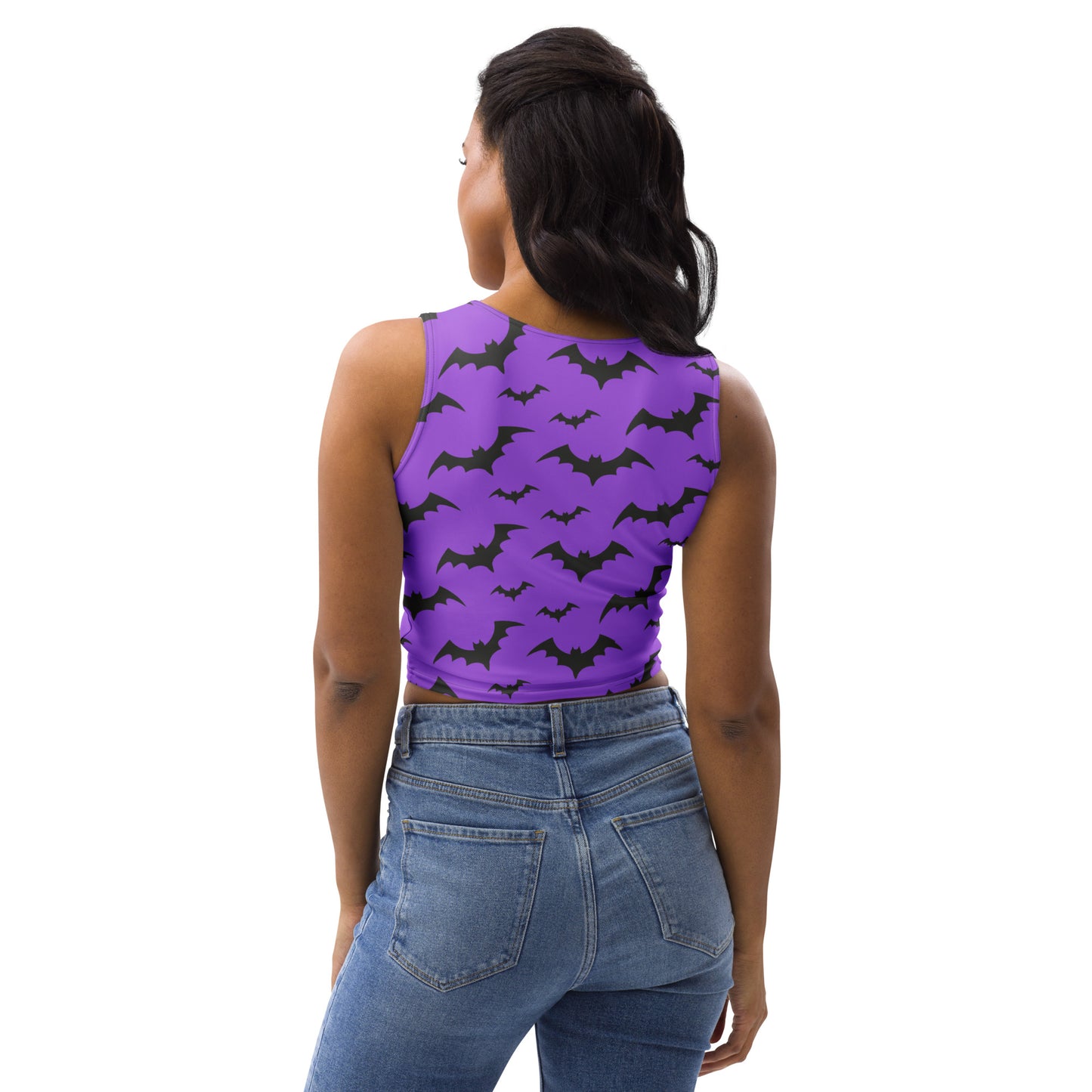 Women's Purple Bats Halloween Buttery Soft Crop Top