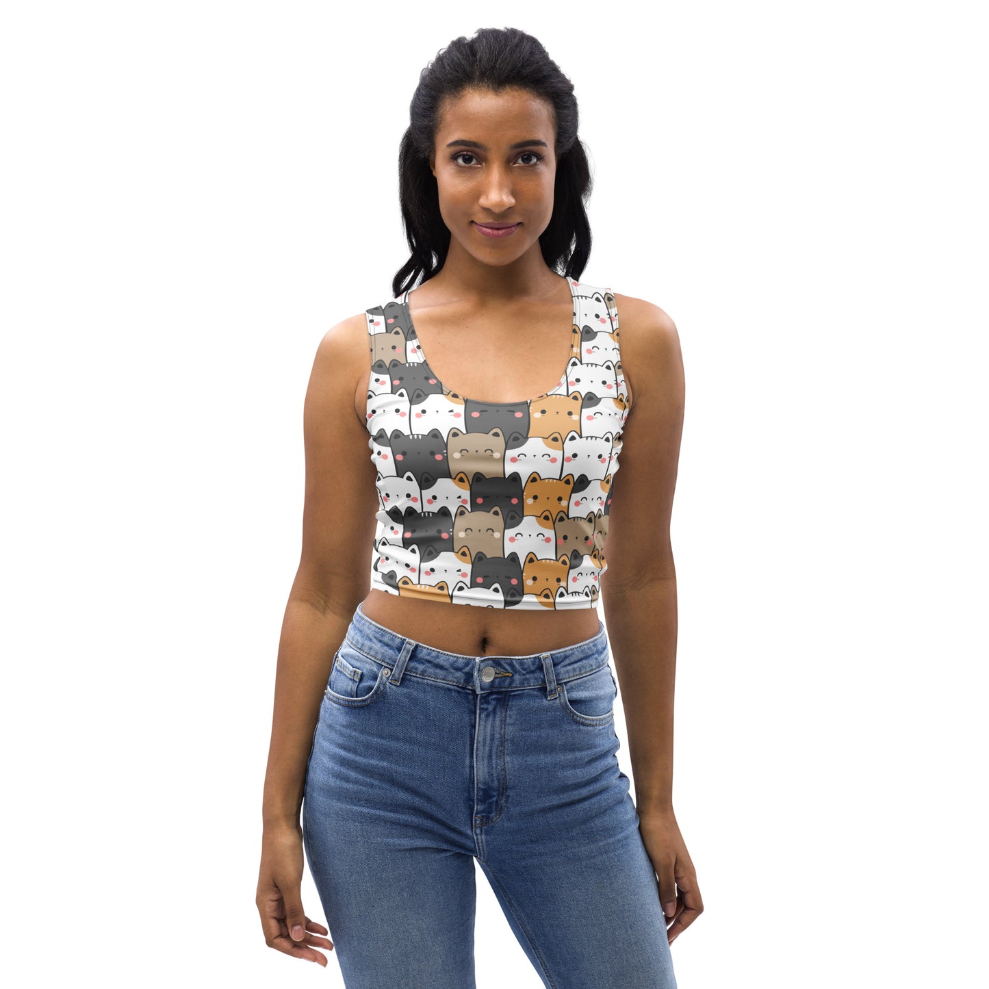 Women's Kawaii Cat Buttery Soft Crop Top