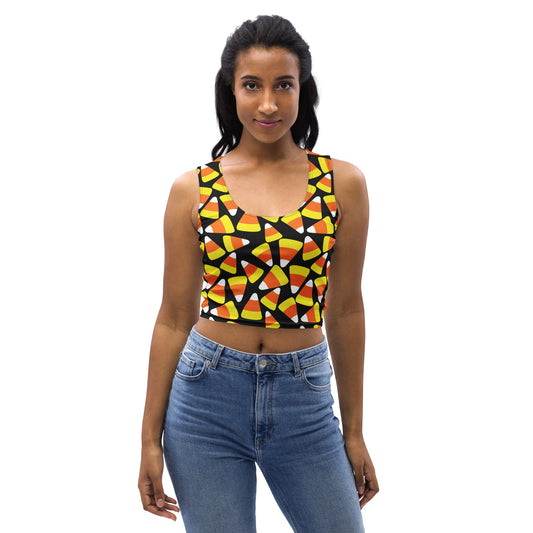 Women's Candy Corn Halloween Buttery Soft Crop Top