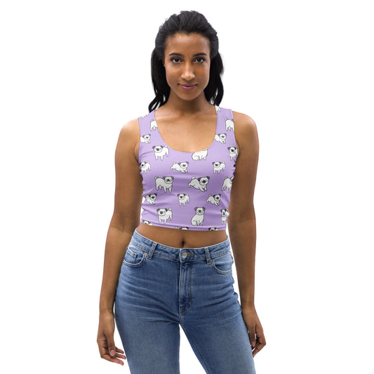 Women's Purple Pug Buttery Soft Crop Top