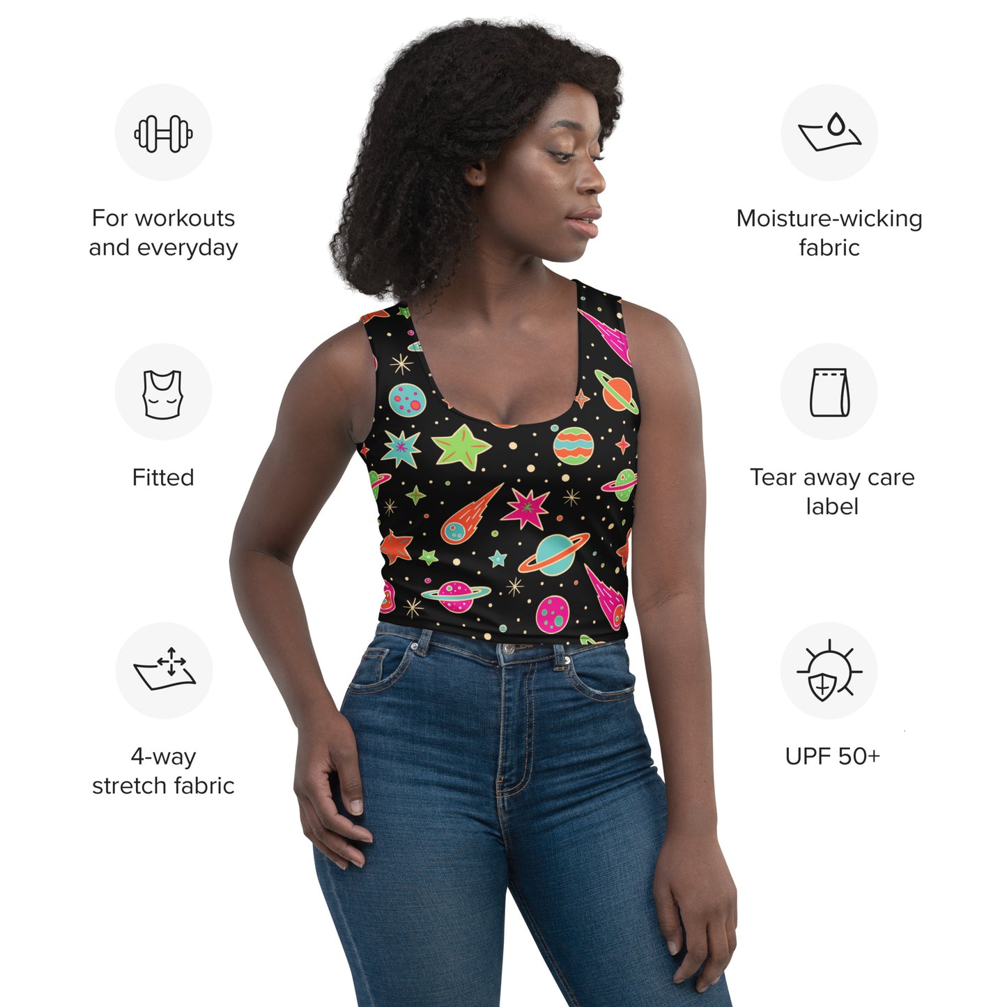 Women's Retro Galaxy Buttery Soft Crop Top