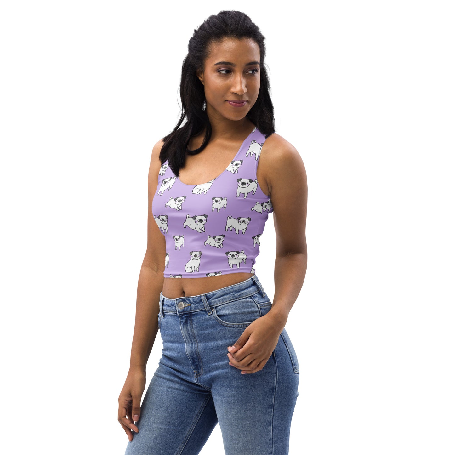 Women's Purple Pug Buttery Soft Crop Top