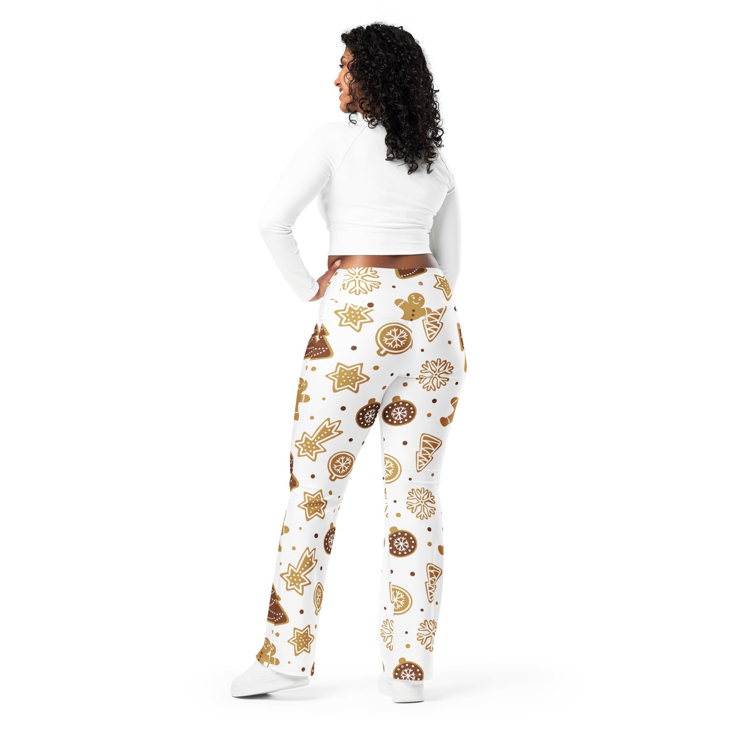 Women's Gingerbread Cookies Christmas High Waist Flare Legging Pants