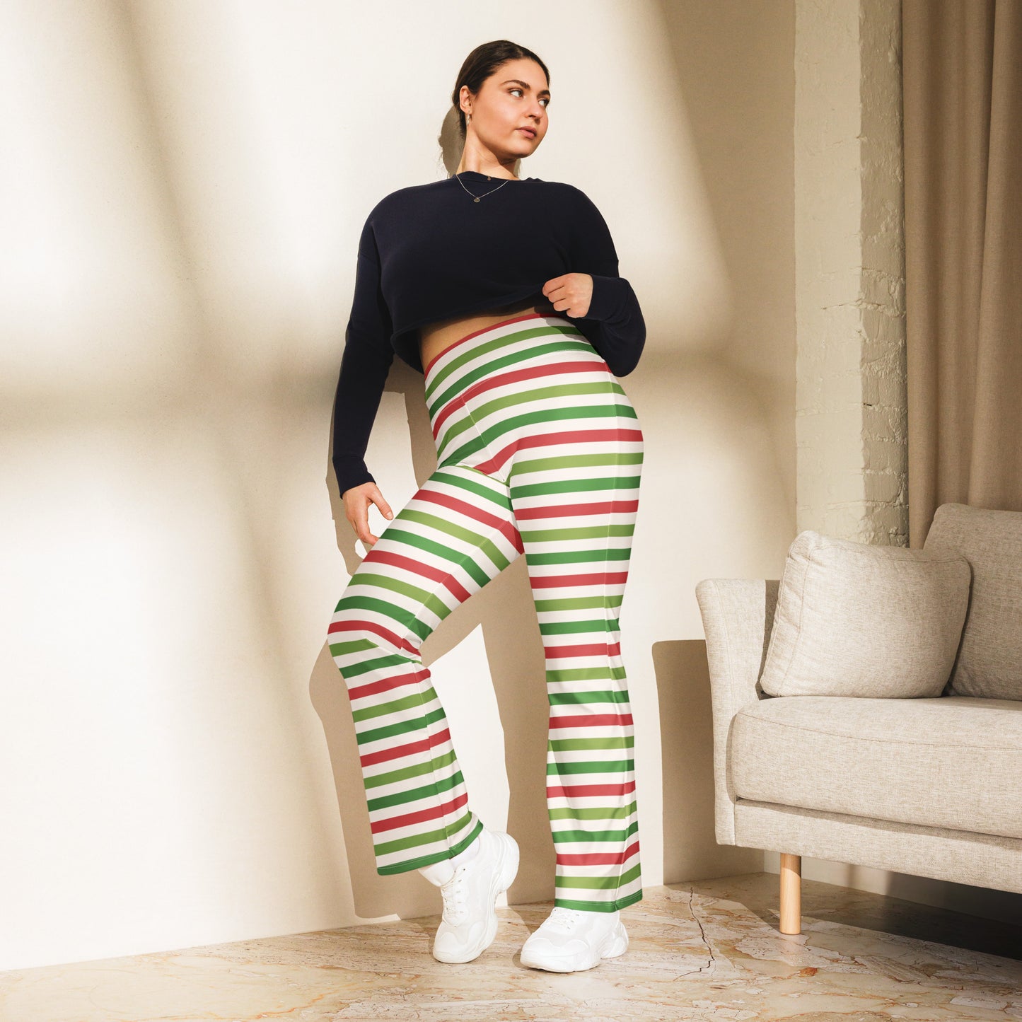 Women's Yellow High Waist Flare Legging Pants