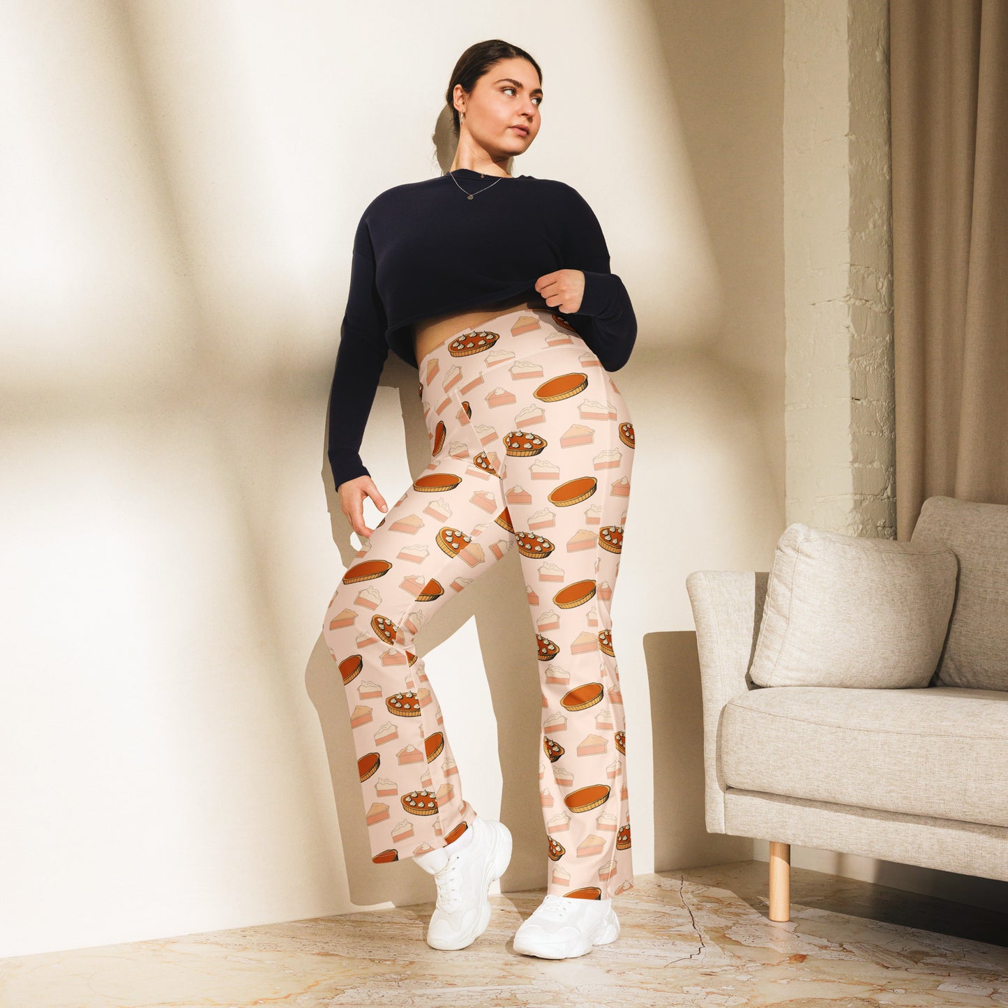 Women's Pumpkin Pie Thanksgiving High Waist Flare Legging Pants