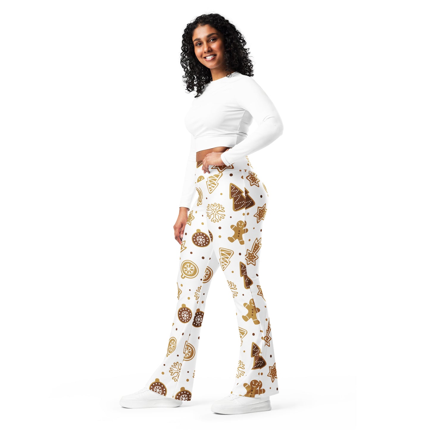 Women's Gingerbread Cookies Christmas High Waist Flare Legging Pants