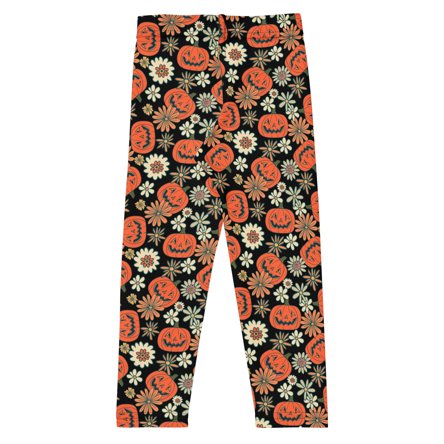 Kids Vintage Halloween Pumpkin Floral Buttery Soft Leggings