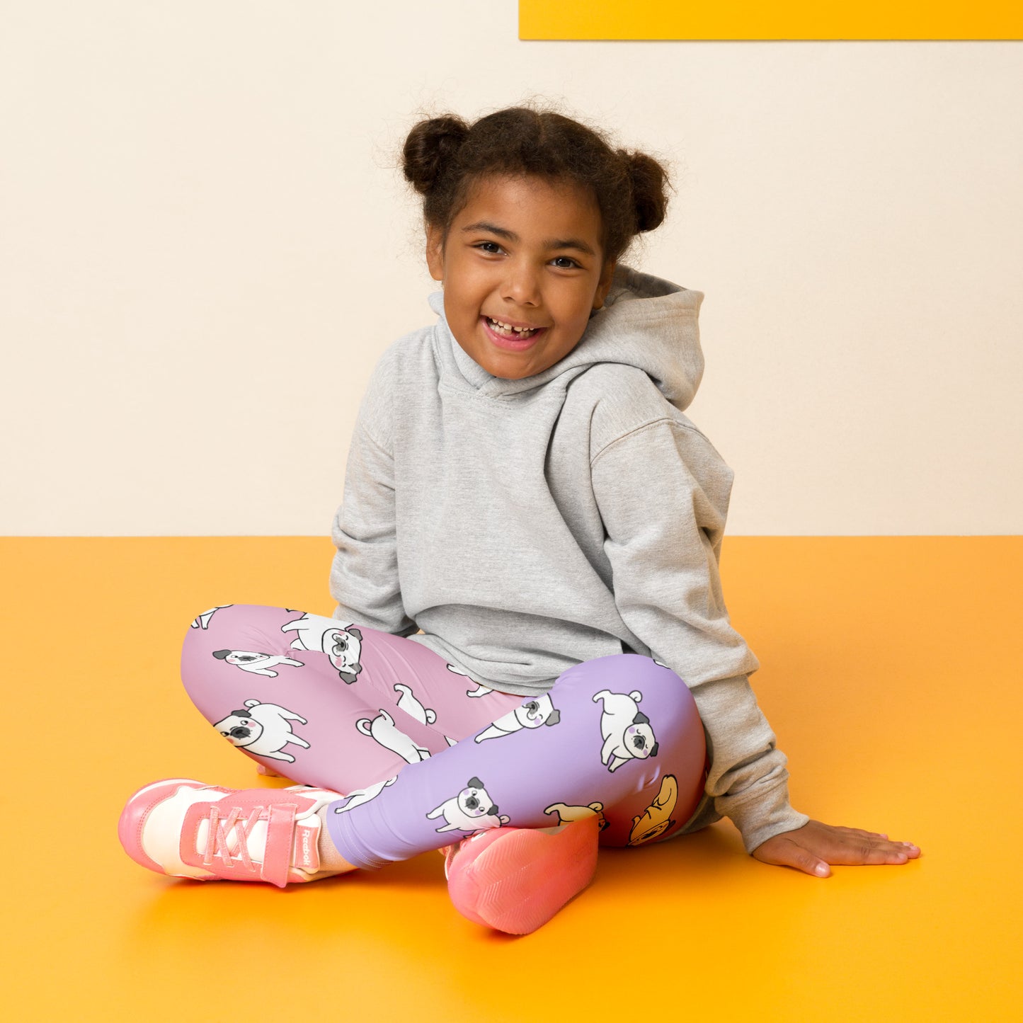 Girls Pink & Purple Pug Buttery Soft Leggings