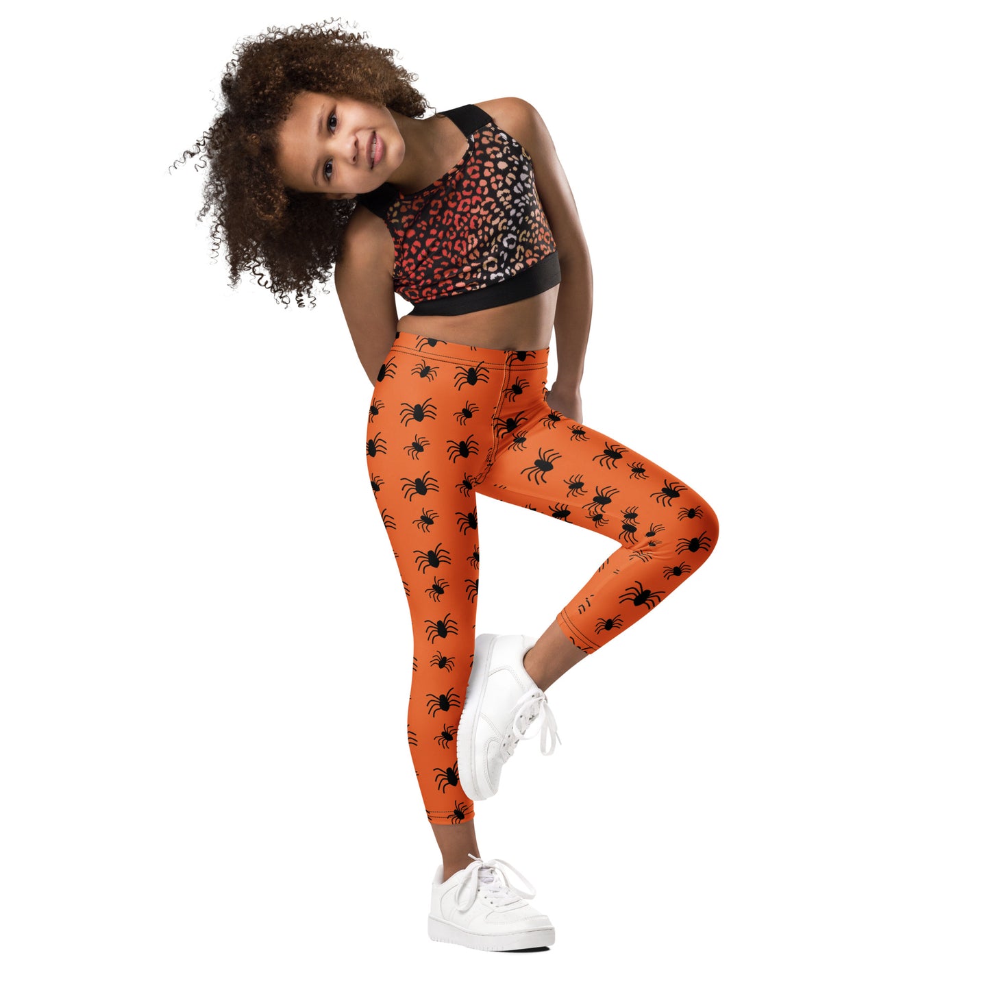 Kids Orange Spider Halloween Buttery Soft Leggings