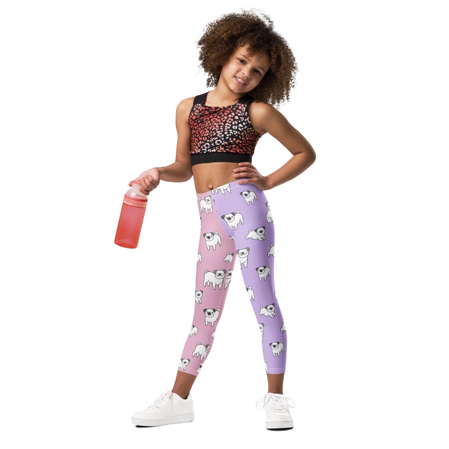 Girls Pink & Purple Pug Buttery Soft Leggings