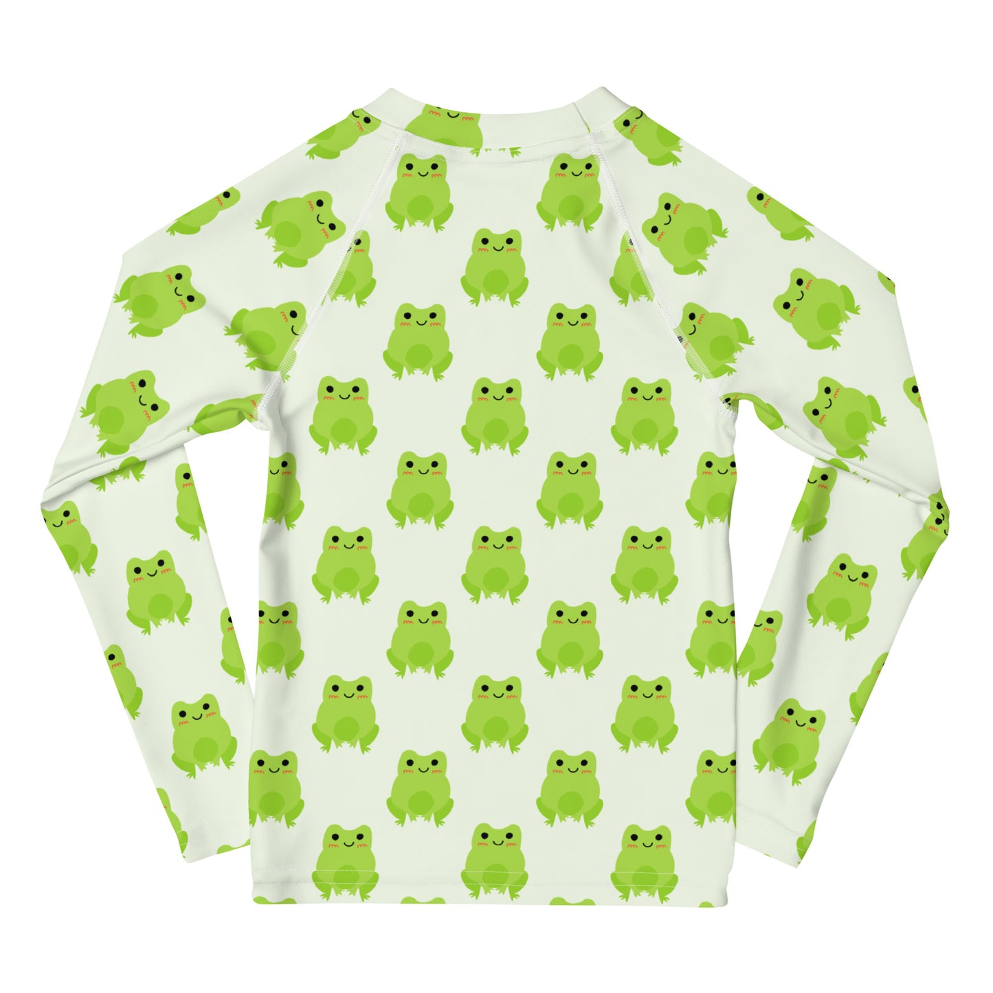 Kids Green Frog Long Sleeve Rash Guard Swim Shirt With UPF 50+
