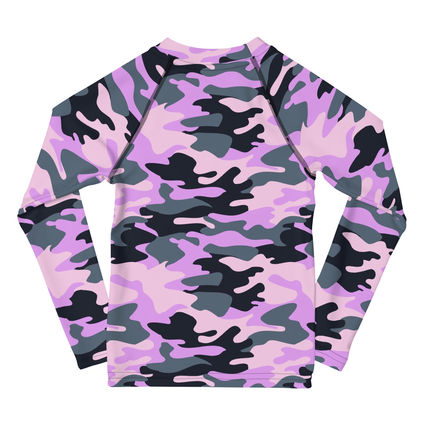 Girls Purple Camouflage Long Sleeve Rash Guard Swim Shirt With UPF 50+