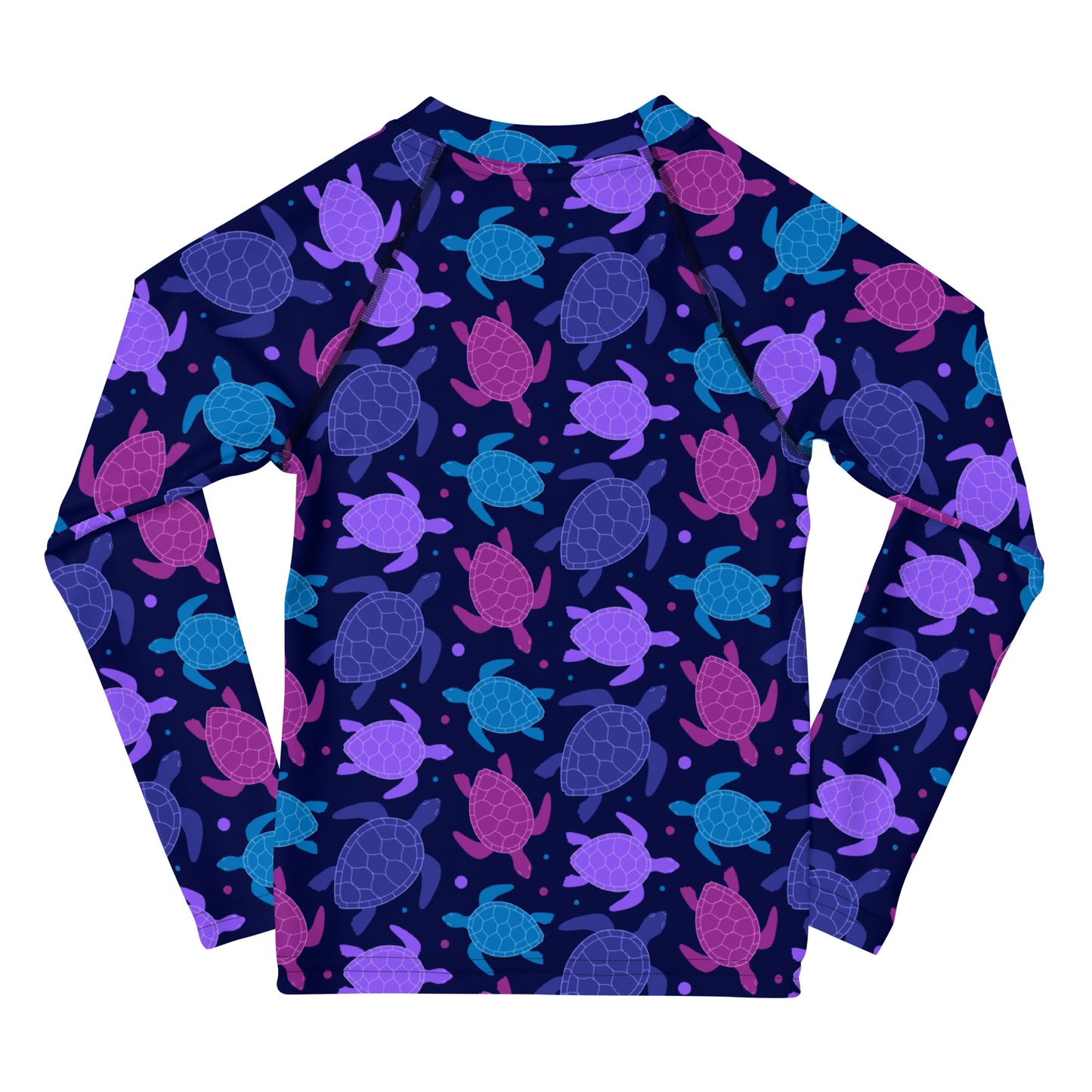 Girls Purple Sea Turtles Long Sleeve Rash Guard Swim Shirt With UPF 50+