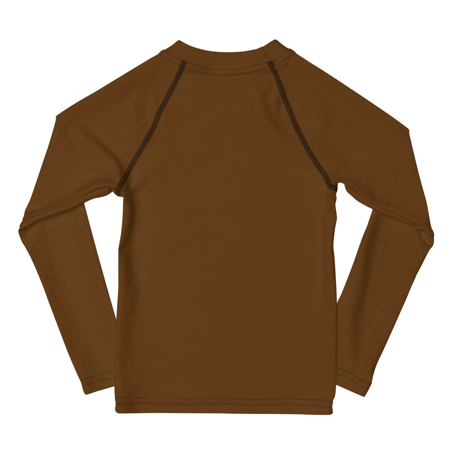 Kids Brown Long Sleeve Rash Guard Swim Shirt With UPF 50+