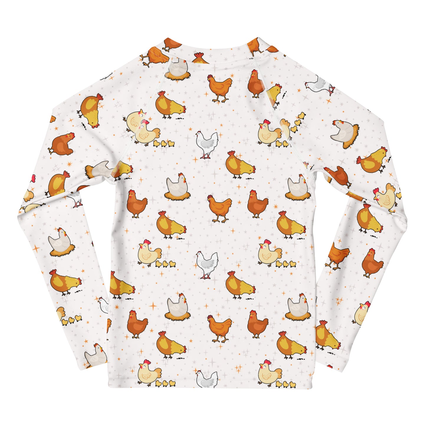 Birthday Boy Chicken Pattern Long Sleeve Rash Guard Swim Shirt With UPF 50+