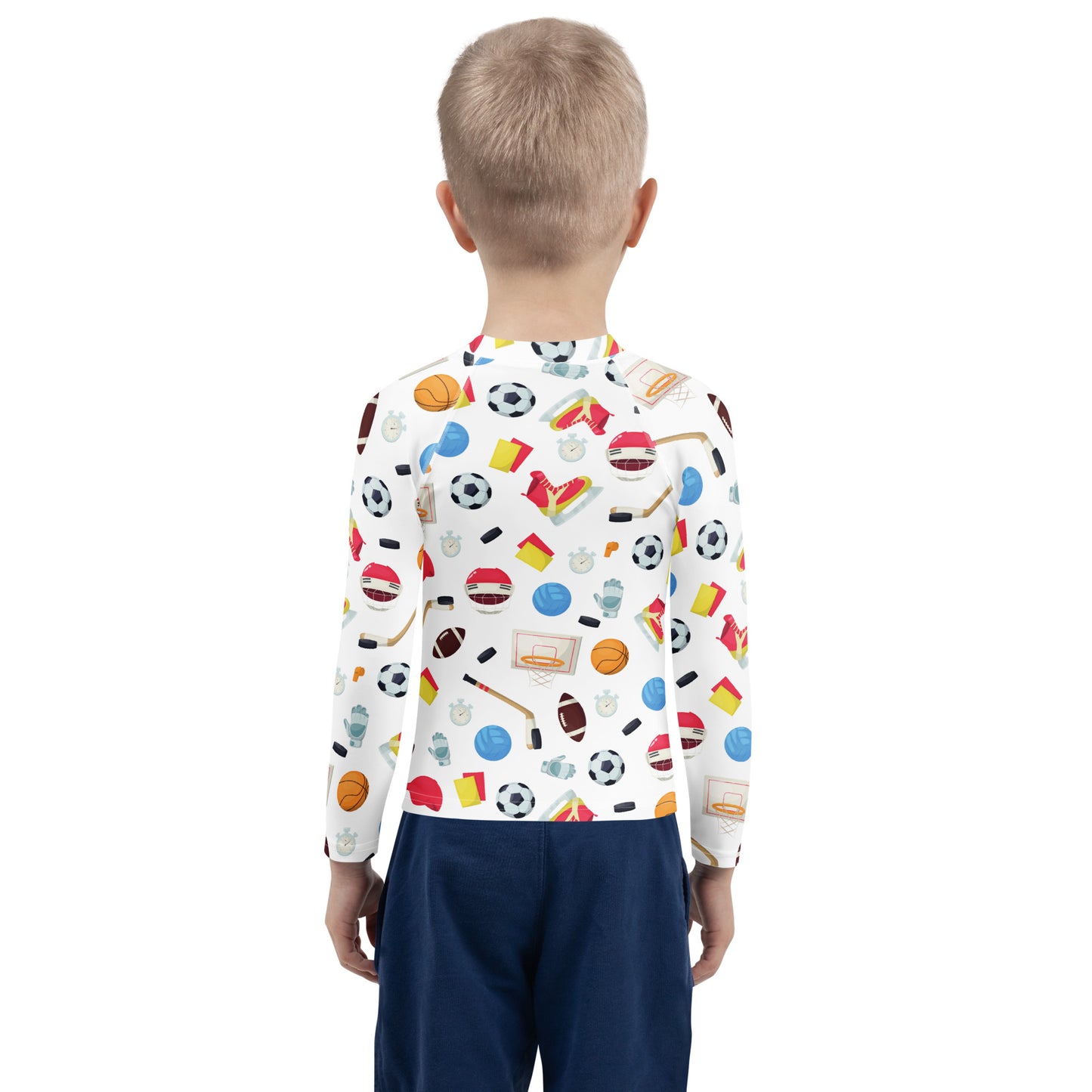 Kids Sports Themed Long Sleeve Rash Guard Swim Shirt With UPF 50+