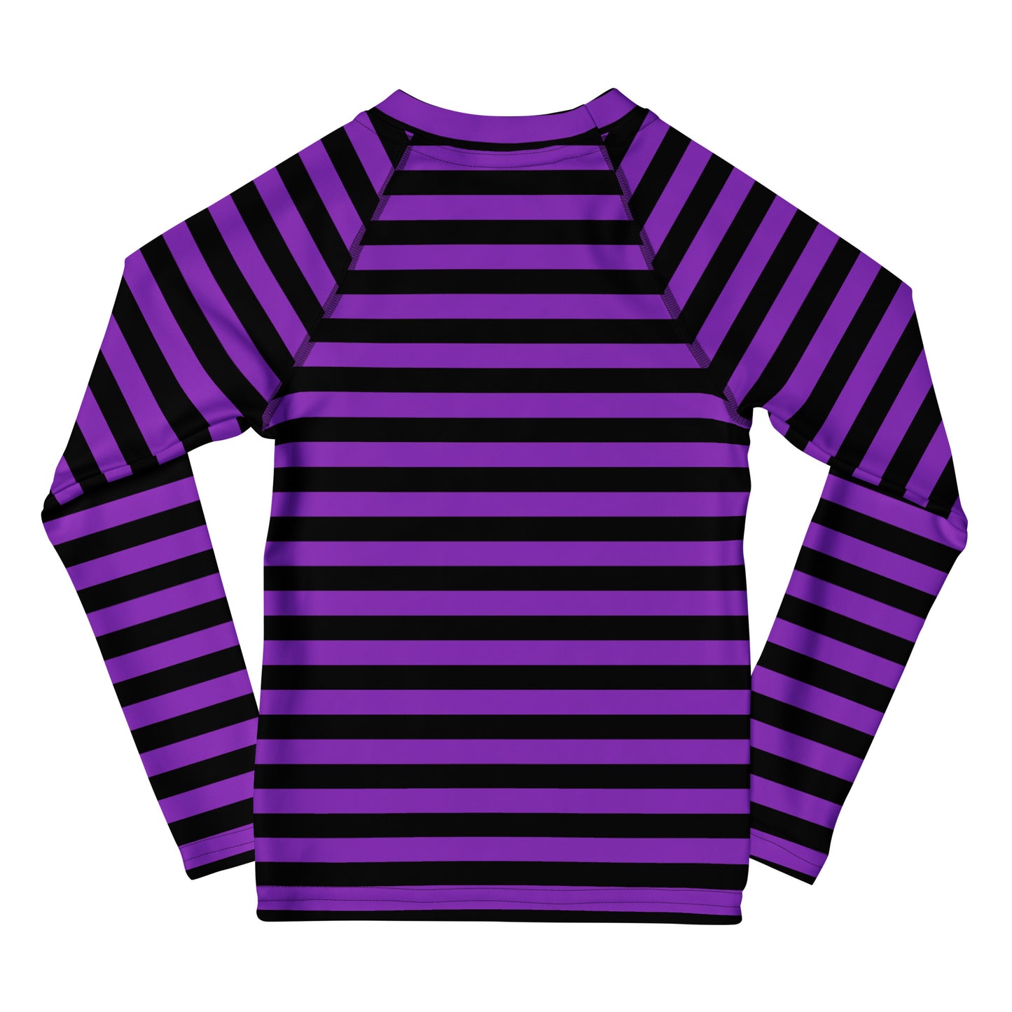Kids Purple and Black Halloween Long Sleeve Rash Guard Swim Shirt With UPF 50+