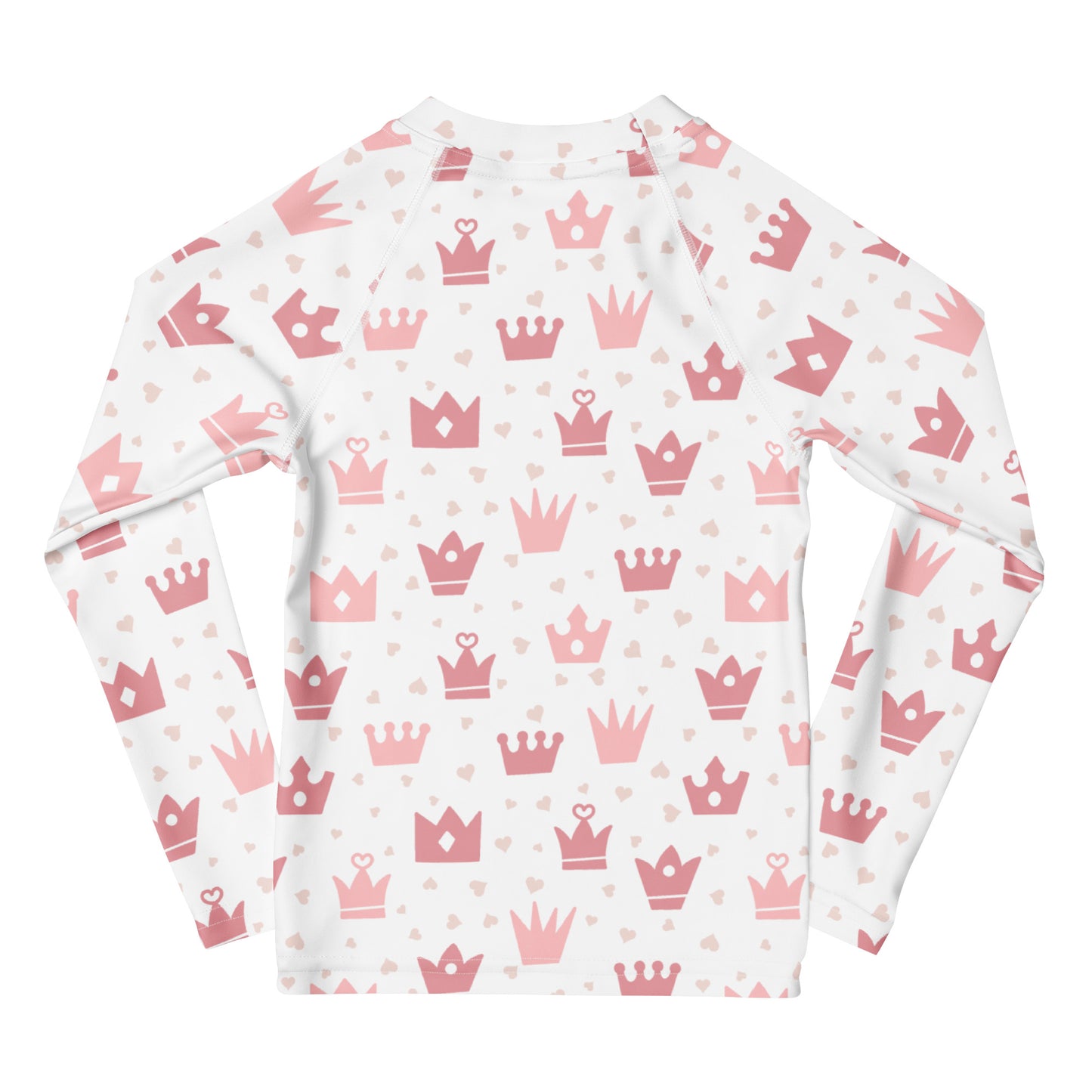 Girls Princess Crown Long Sleeve Rash Guard Swim Shirt With UPF 50+