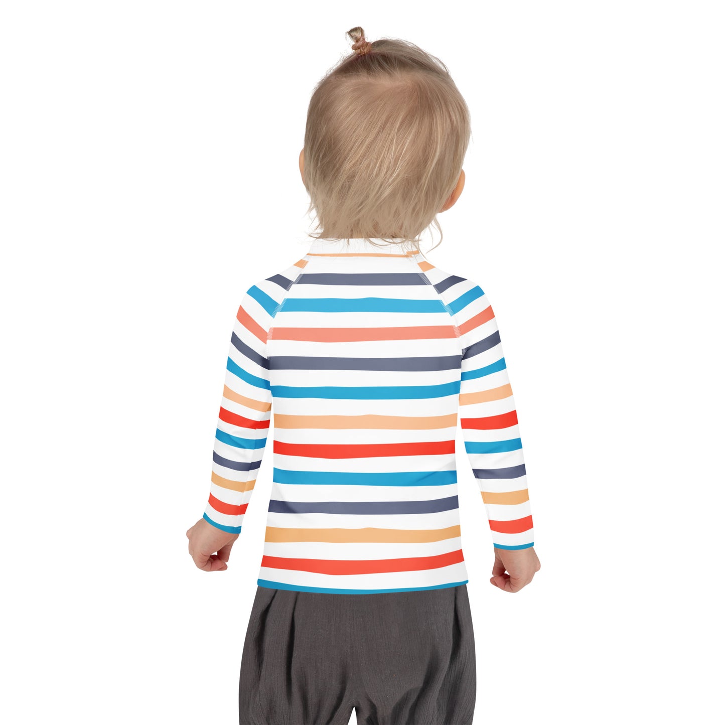 Kids Coastal Stripes Long Sleeve Rash Guard Swim Shirt With UPF 50+