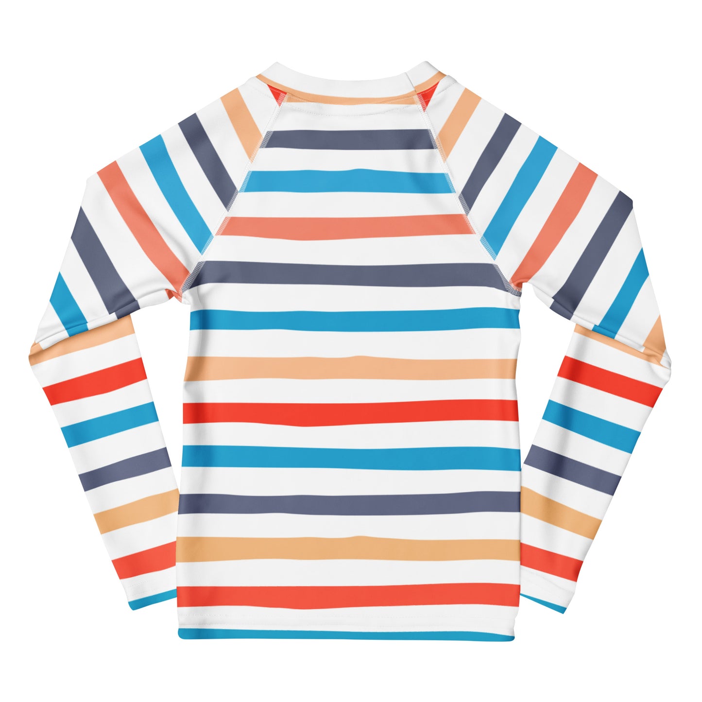 Kids Coastal Stripes Long Sleeve Rash Guard Swim Shirt With UPF 50+