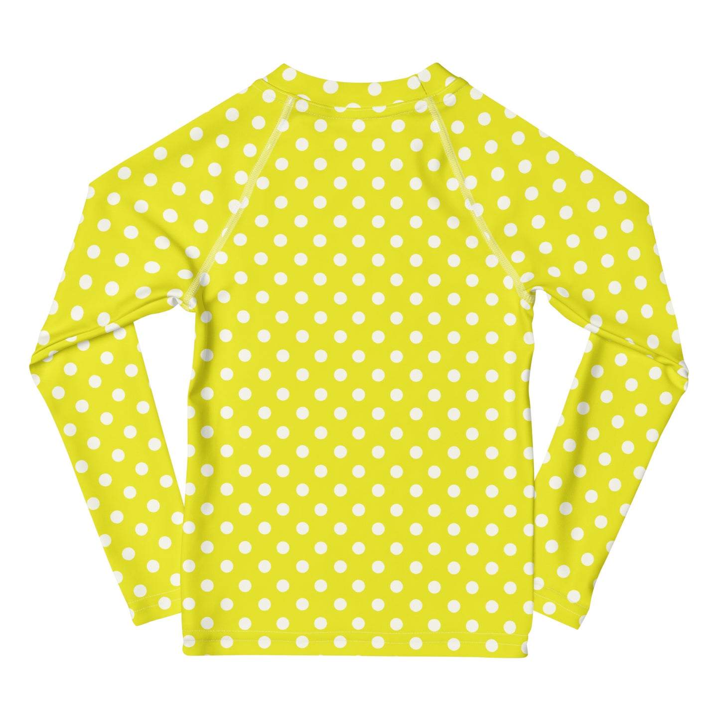 Kids Yellow Polka Dots Long Sleeve Rash Guard Swim Shirt With UPF 50+