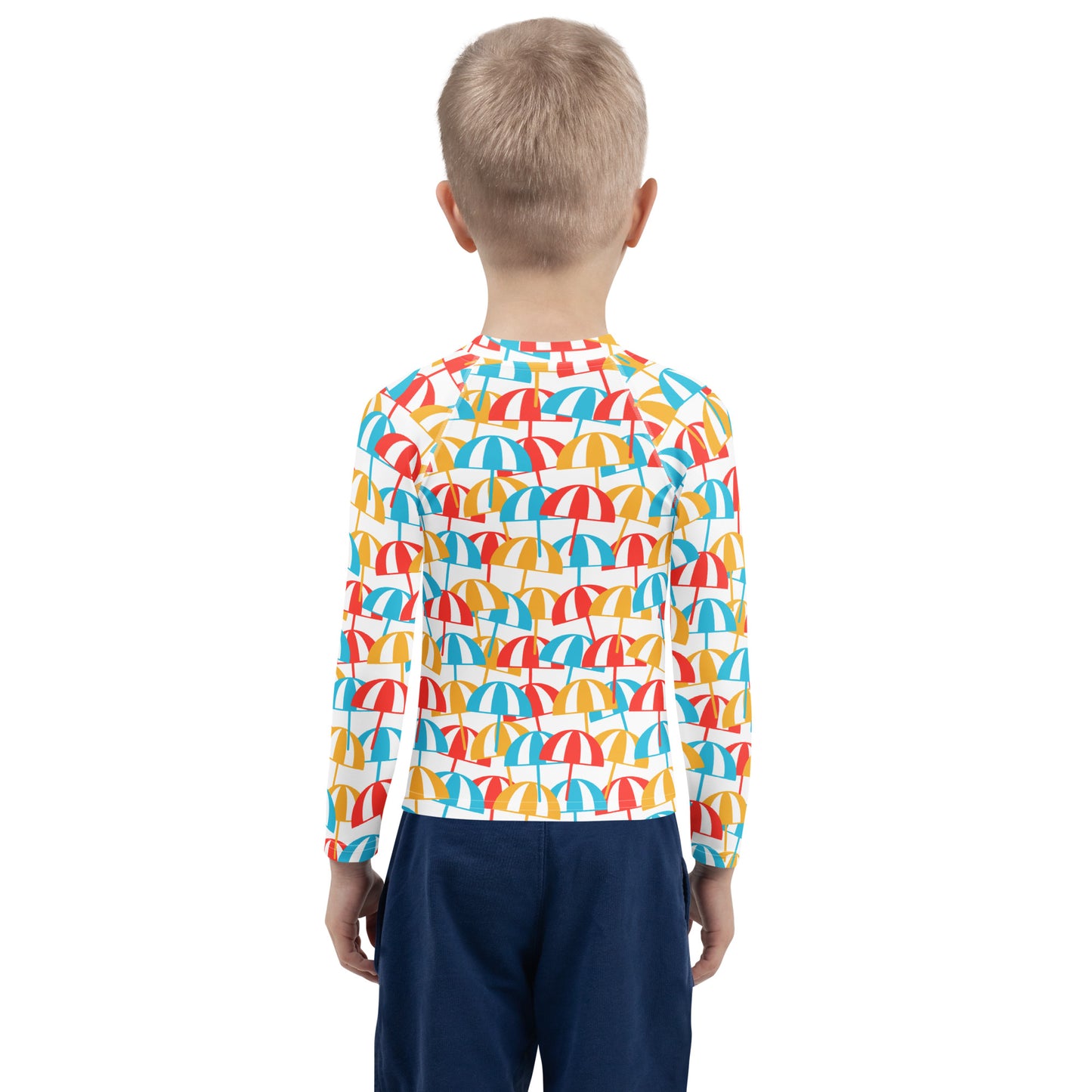 Kids Beach Umbrella Long Sleeve Rash Guard Swim Shirt With UPF 50+