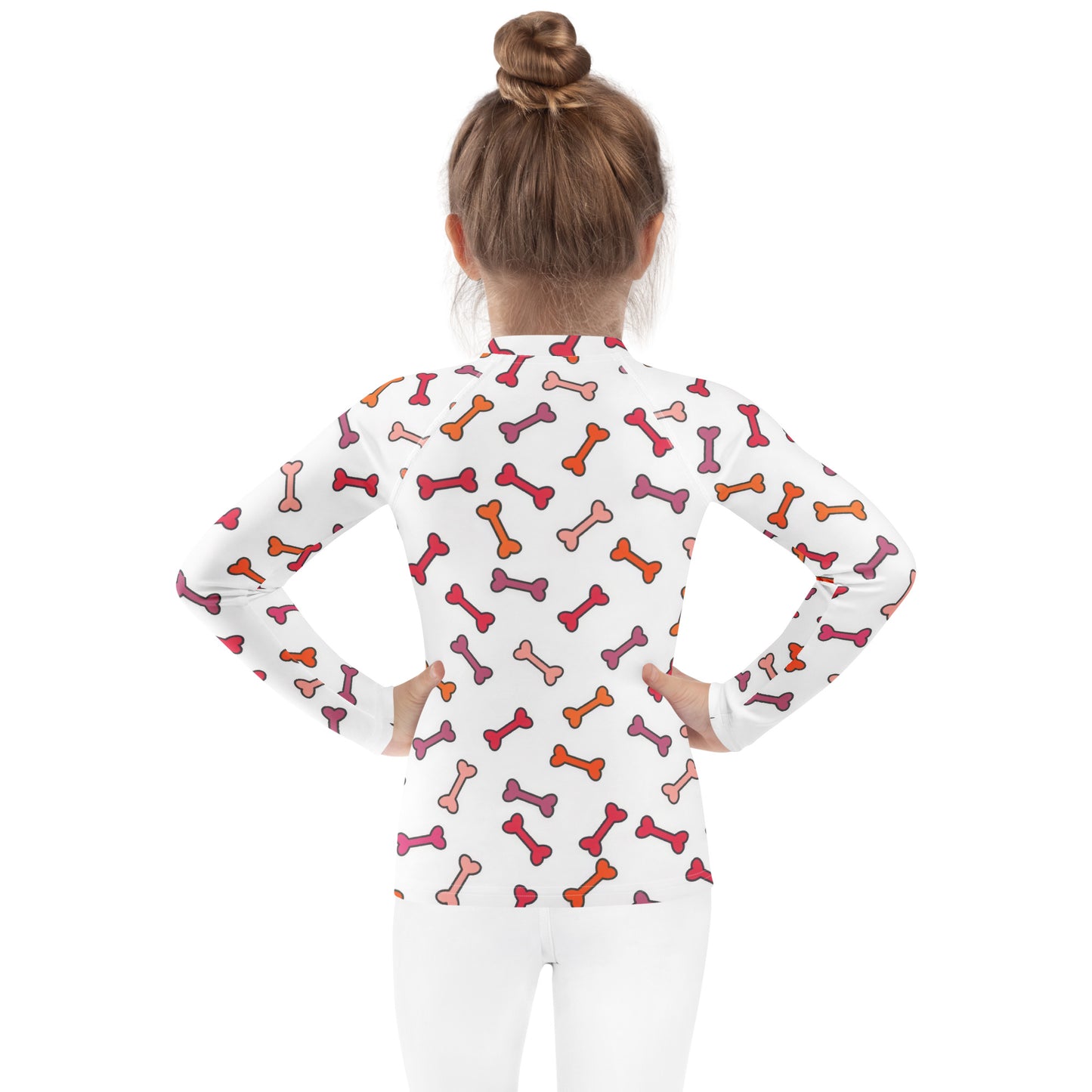 Kids Dog Bone Long Sleeve Rash Guard Swim Shirt With UPF 50+