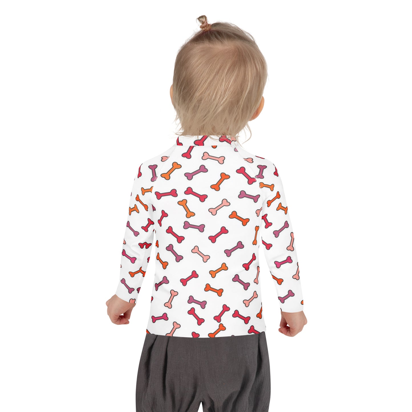 Kids Dog Bone Long Sleeve Rash Guard Swim Shirt With UPF 50+