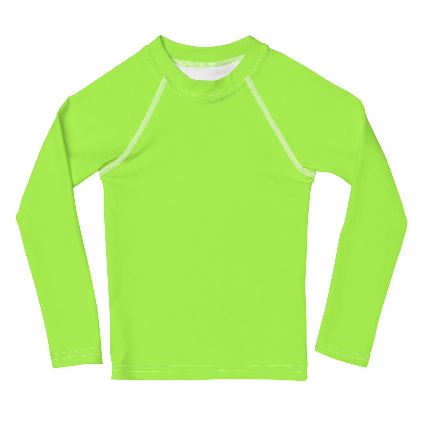 Kids Lime Green Long Sleeve Rash Guard Swim Shirt With UPF 50+