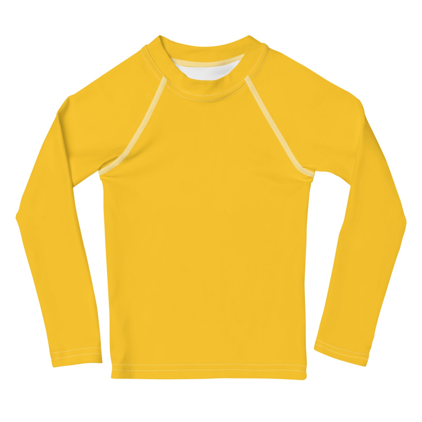 Kids Yellow Long Sleeve Rash Guard Swim Shirt With UPF 50+