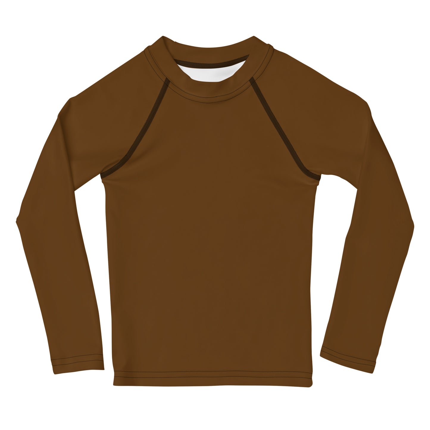 Kids Brown Long Sleeve Rash Guard Swim Shirt With UPF 50+