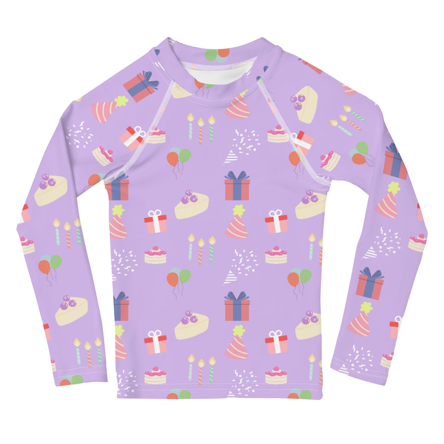 Girls Birthday Party Sleeve Rash Guard Swim Shirt With UPF 50+
