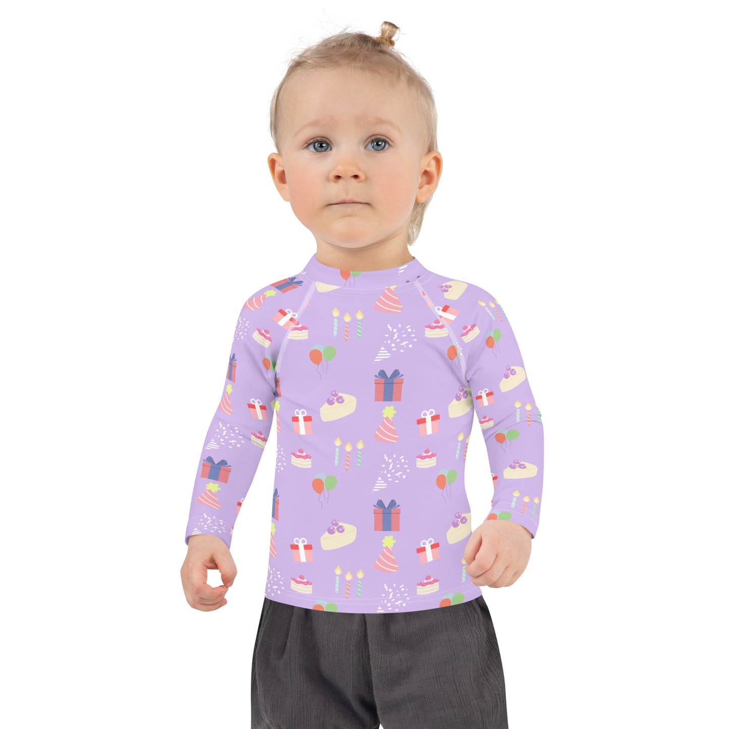 Girls Birthday Party Sleeve Rash Guard Swim Shirt With UPF 50+