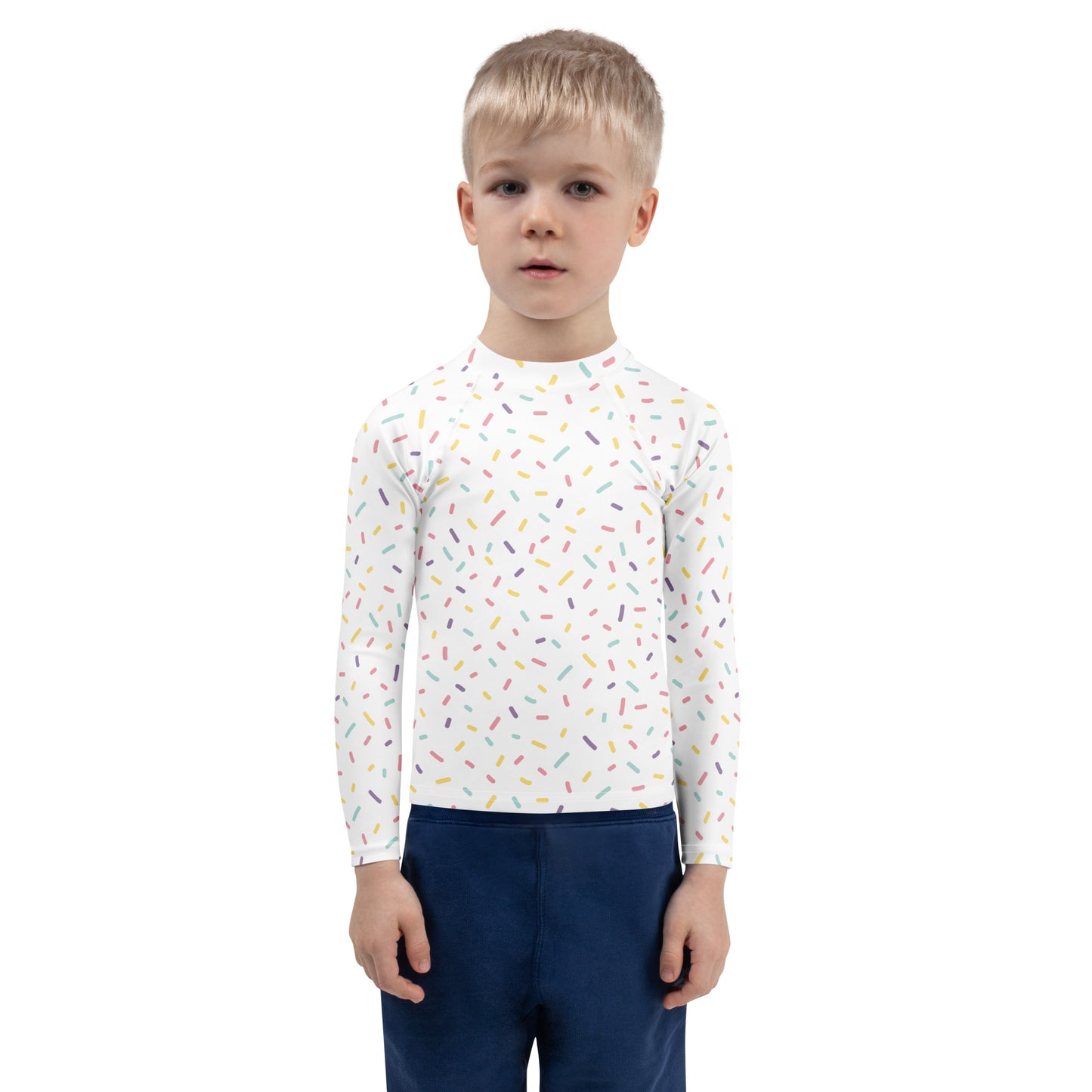 Kids Colorful Sprinkles Long Sleeve Rash Guard Swim Shirt With UPF 50+