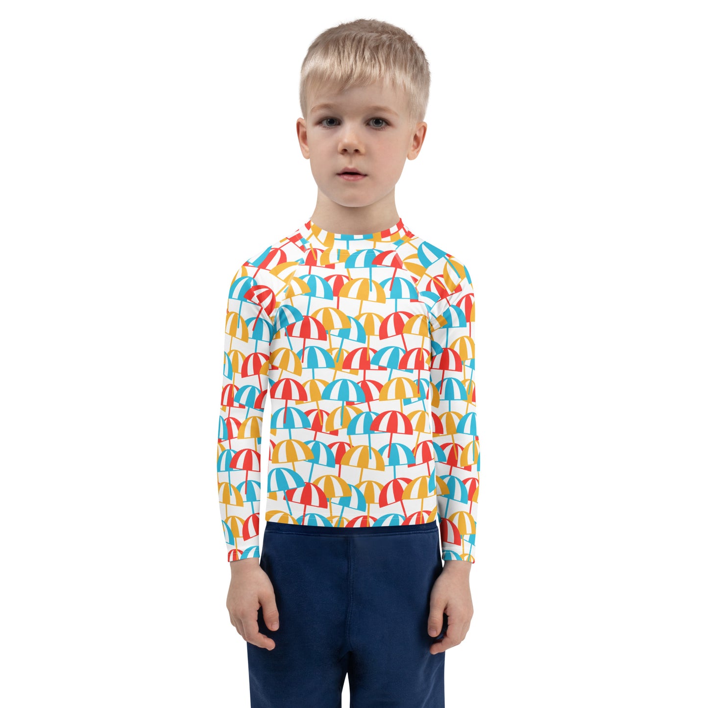 Kids Beach Umbrella Long Sleeve Rash Guard Swim Shirt With UPF 50+