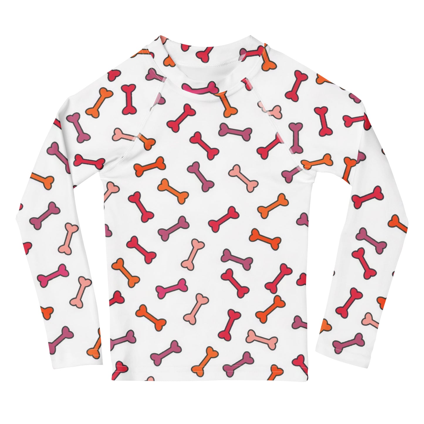 Kids Dog Bone Long Sleeve Rash Guard Swim Shirt With UPF 50+