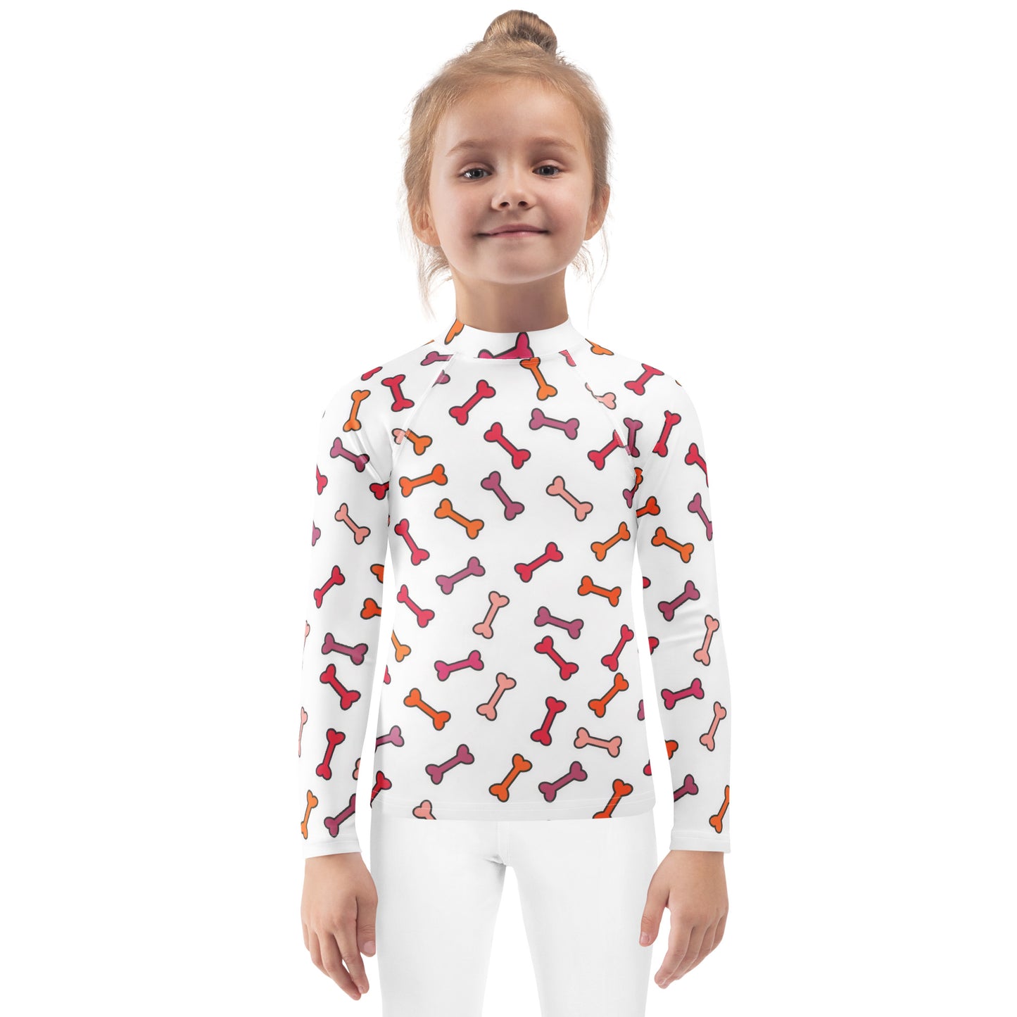 Kids Dog Bone Long Sleeve Rash Guard Swim Shirt With UPF 50+