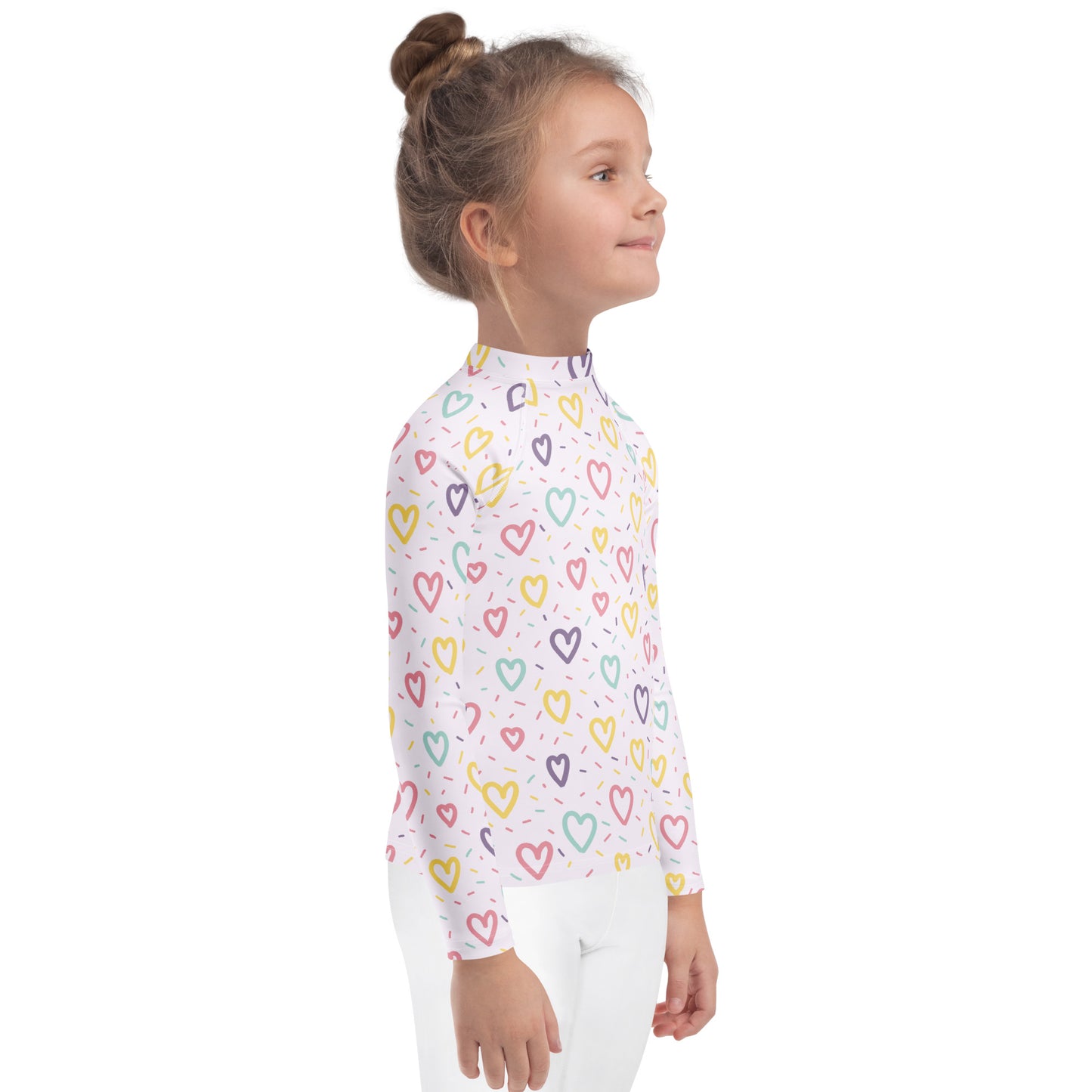Girls Hearts & Sprinkles Long Sleeve Rash Guard Swim Shirt With UPF 50+