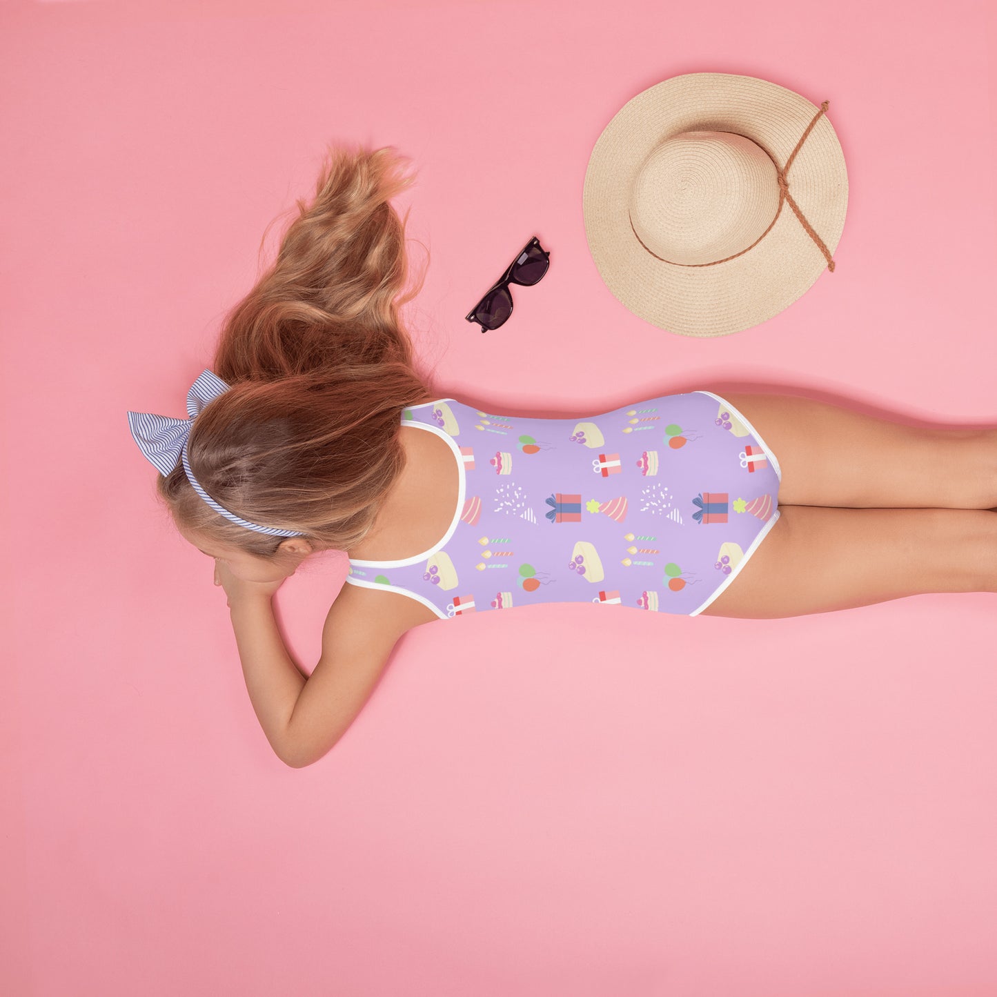 Girls Birthday Pattern Buttery Soft Swimsuit