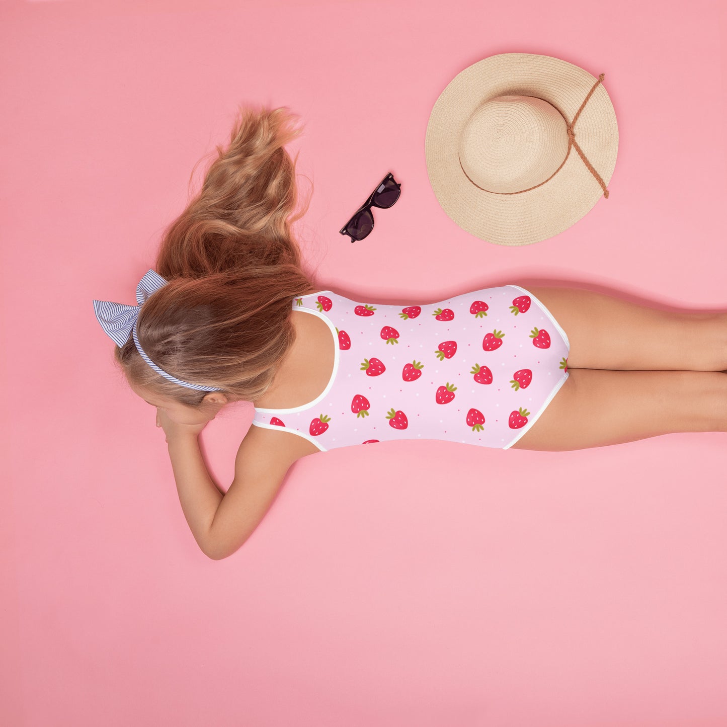 Girls Strawberry Buttery Soft Swimsuit With UPF 50+