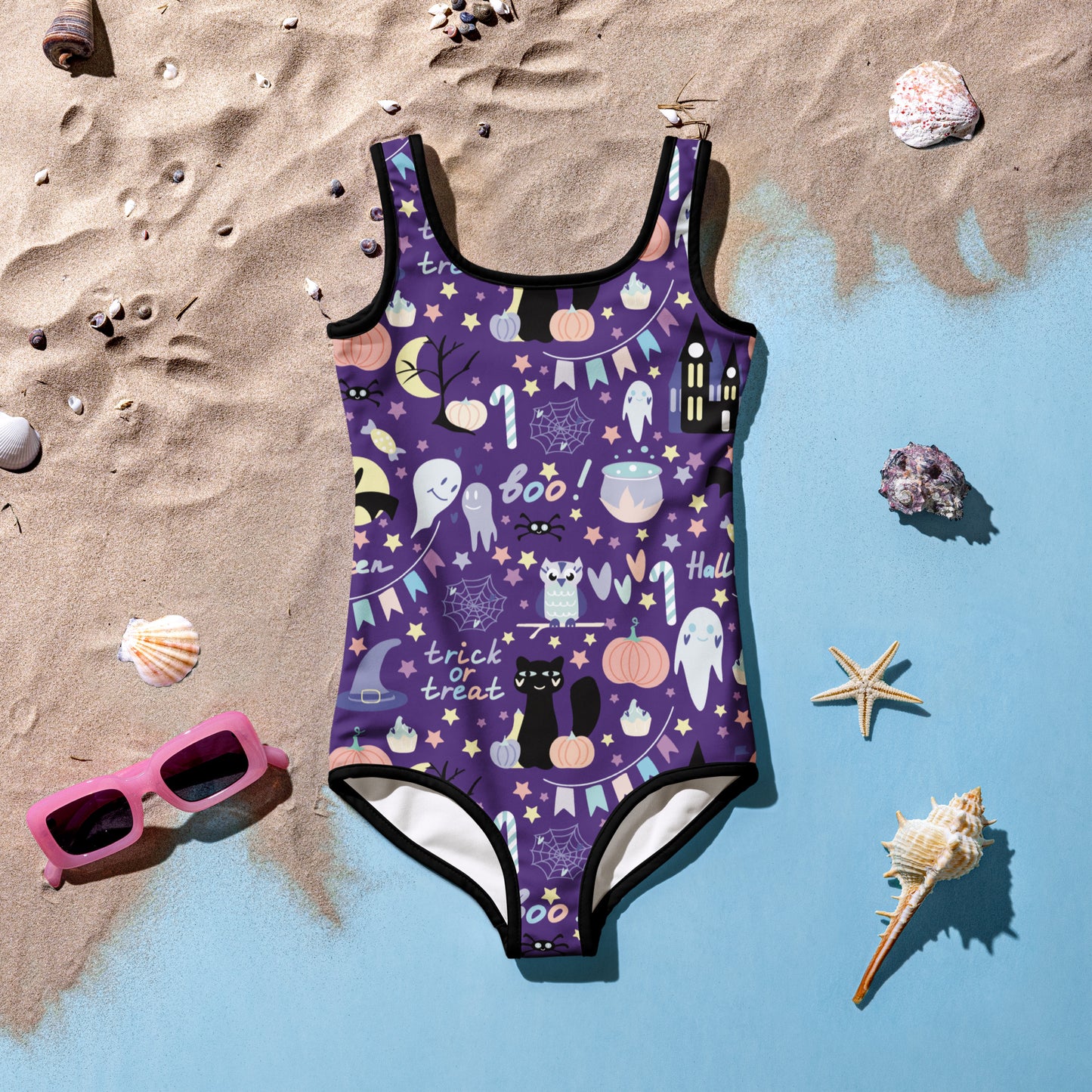 Girls Spooky Halloween Buttery Soft Swimsuit