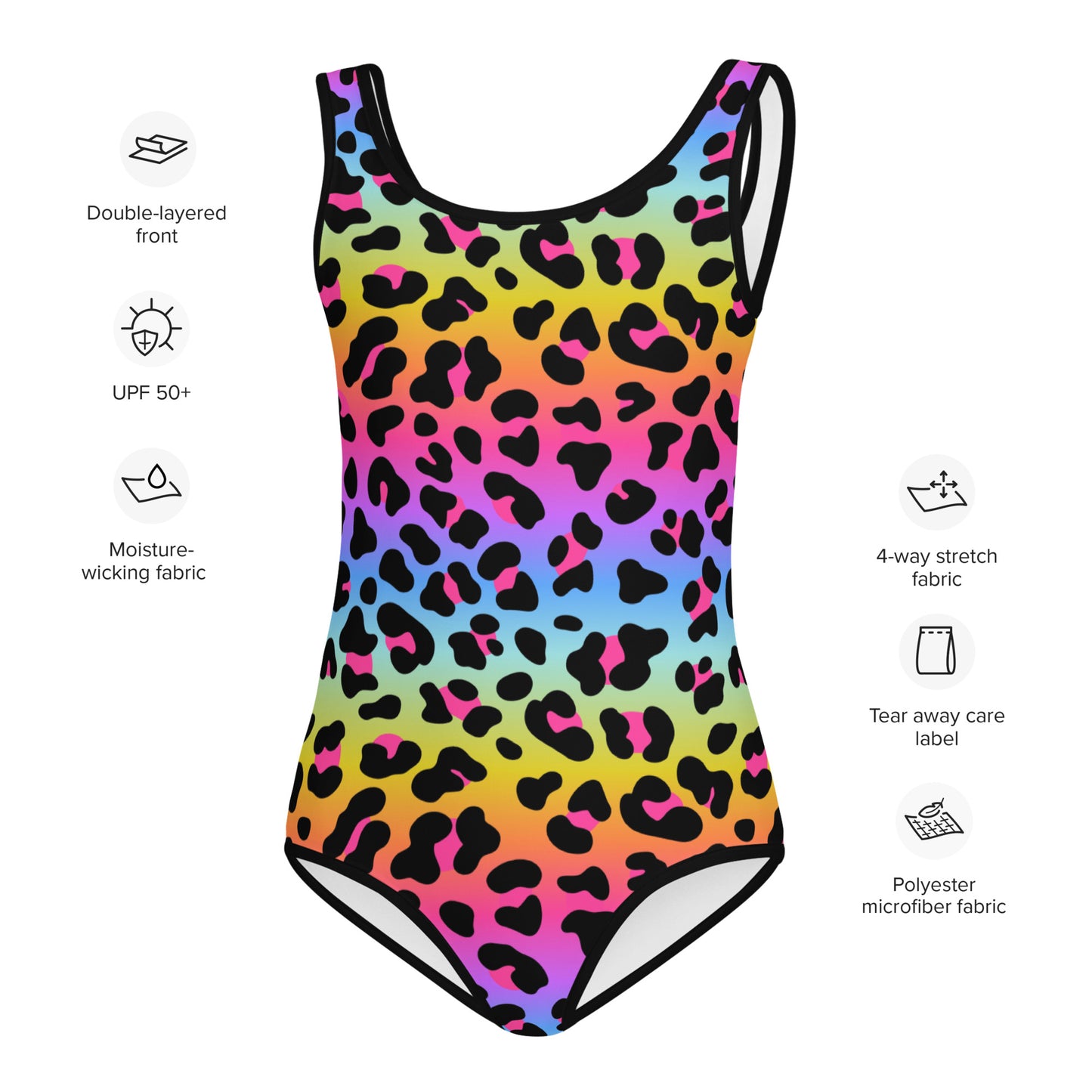 Girls Rainbow Cheetah Buttery Soft Leotard - Quick Drying For Dance and Gymnastics