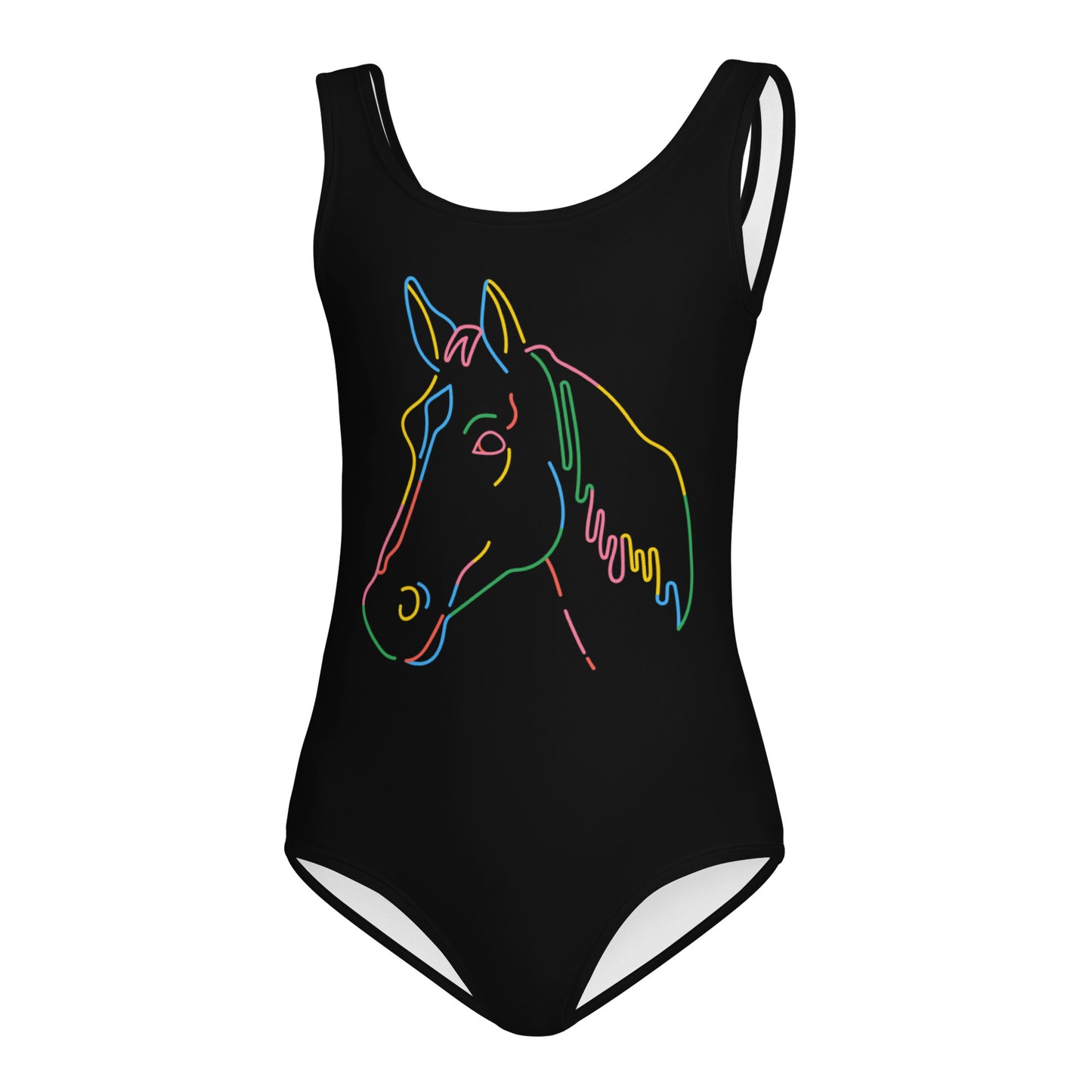 Girls Colorful Horse Outline Buttery Soft Leotard