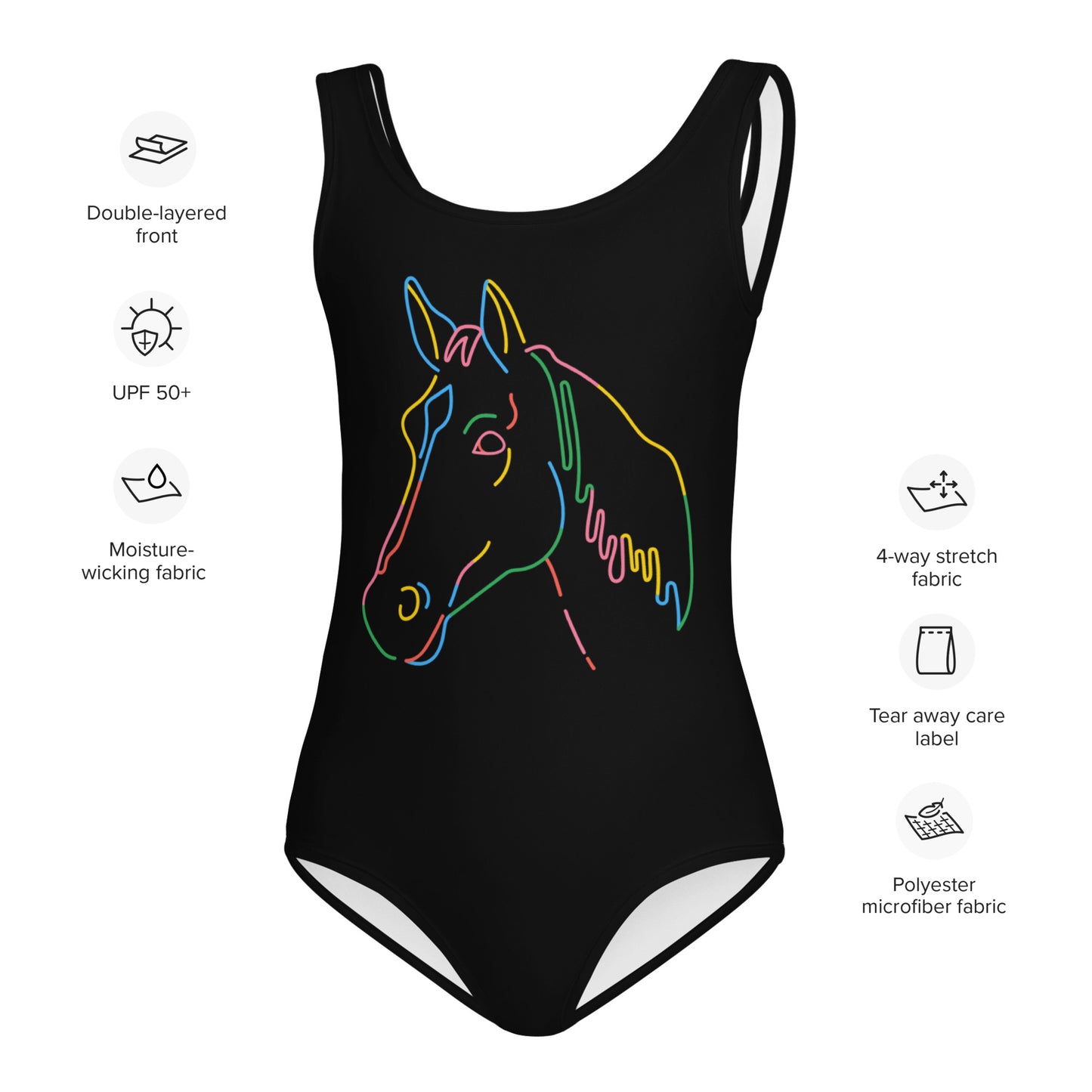 Girls Colorful Horse Outline Buttery Soft Leotard