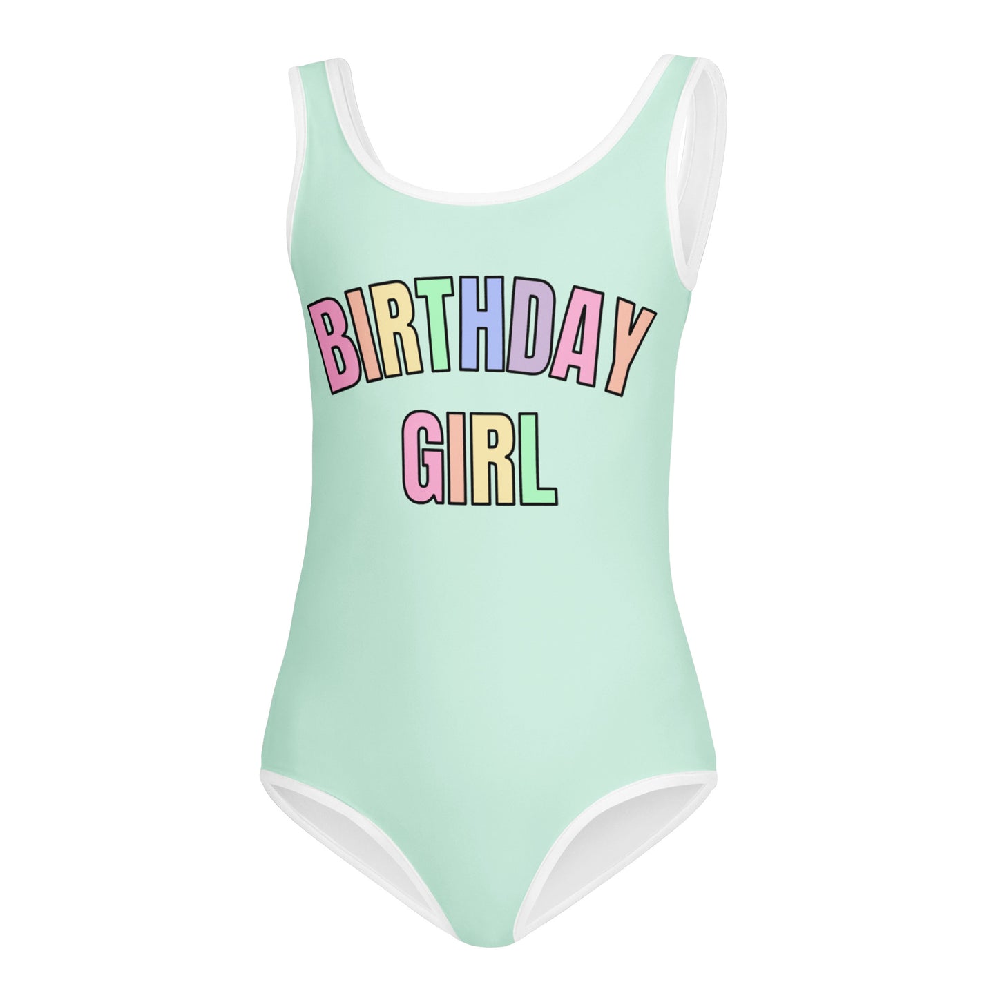 Birthday Girl Leotard With Pastel Rainbow Font