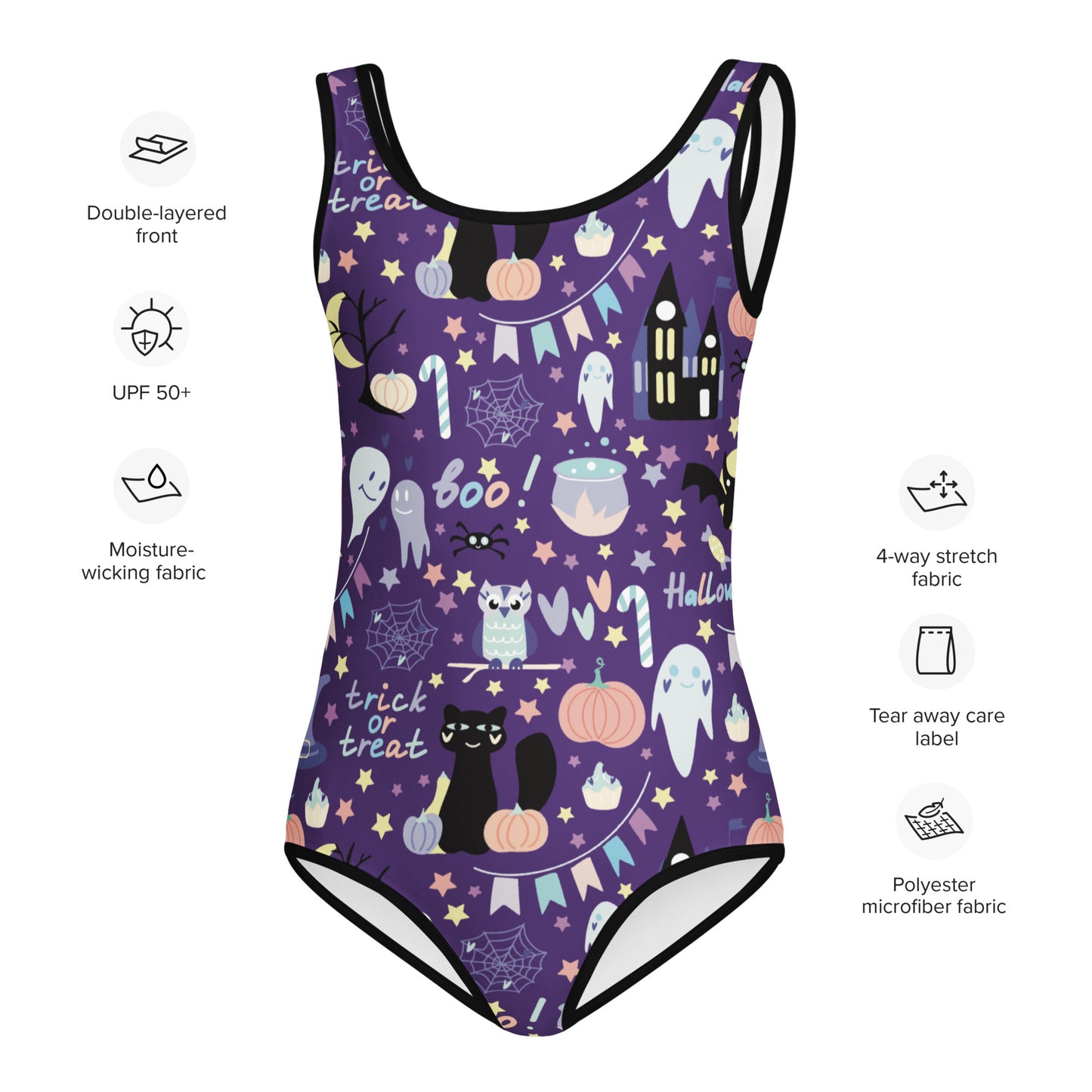 Girls Spooky Halloween Buttery Soft Leotard - Quick Drying For Dance and Gymnastics