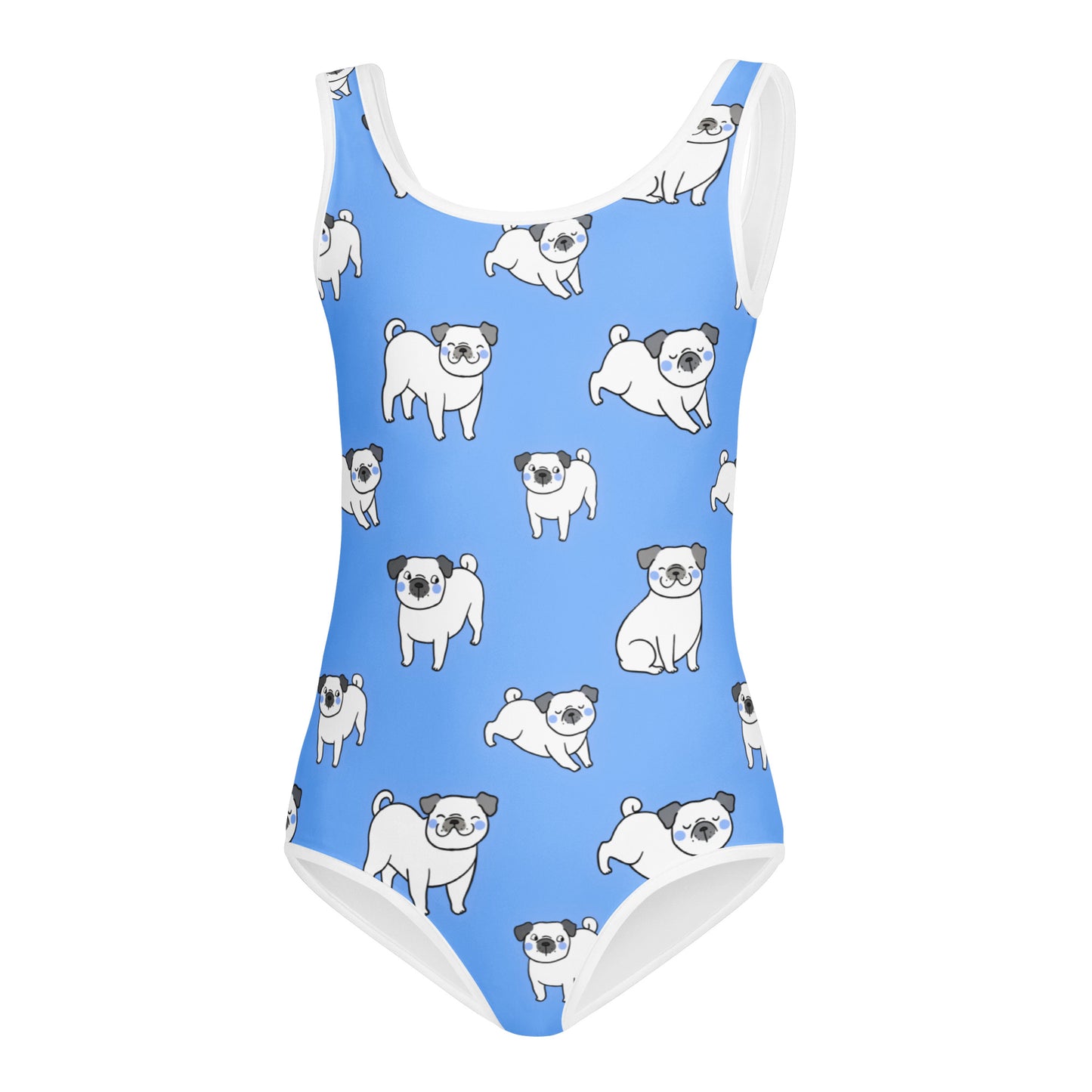Girls Blue Pug Buttery Soft Leotard - Quick Drying For Dance and Gymnastics